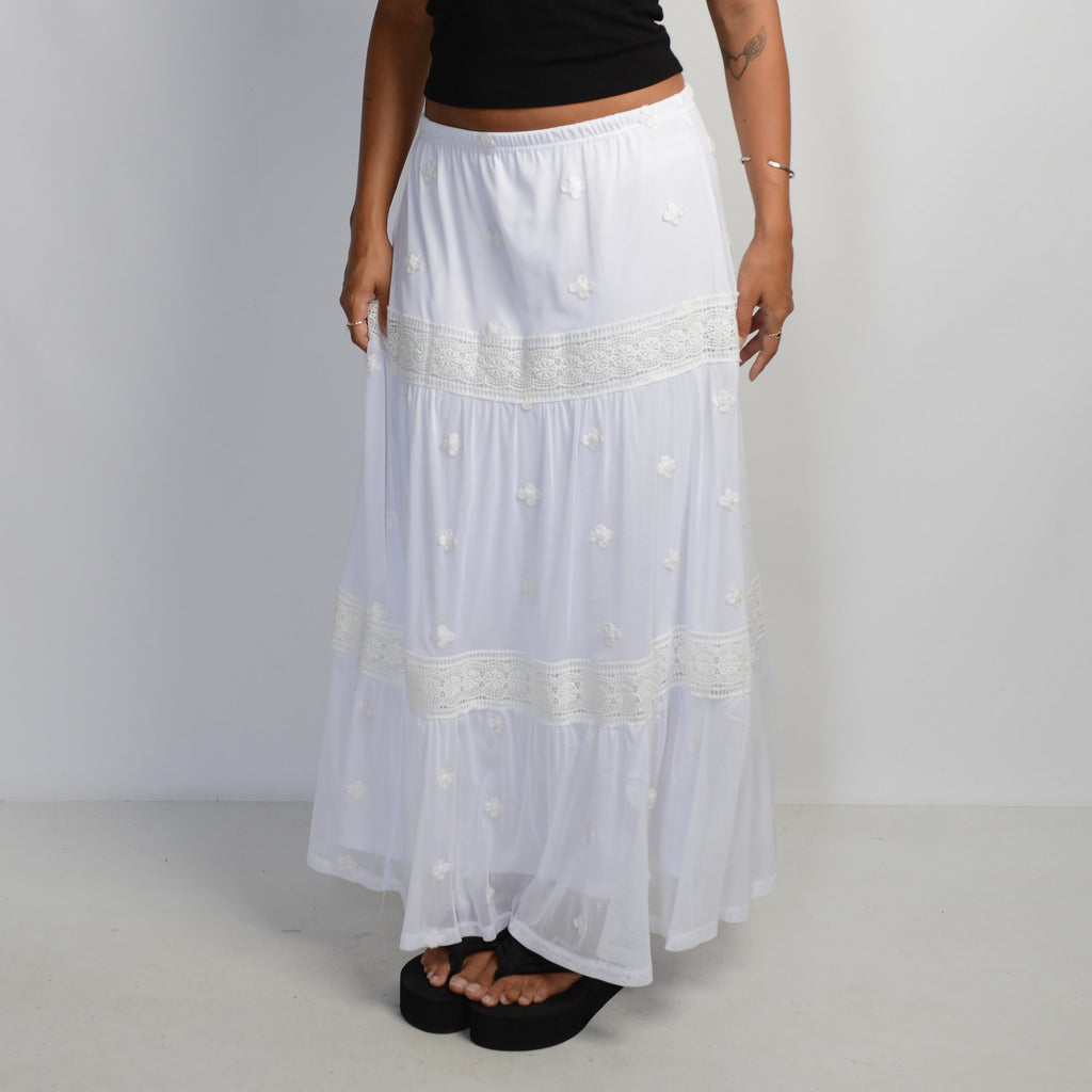 MESH OVERLAY MAXI SKIRT