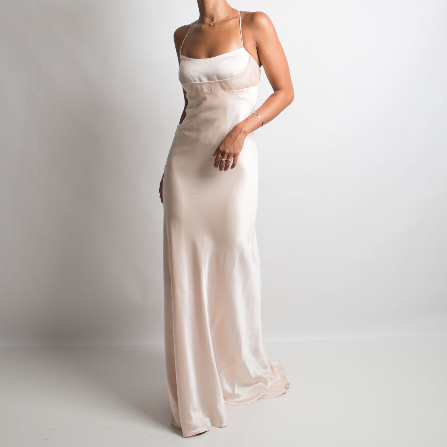 CHAMPAGNE SILK FORMAL DRESS