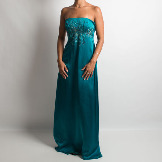 TEAL STRAPLESS GOWN