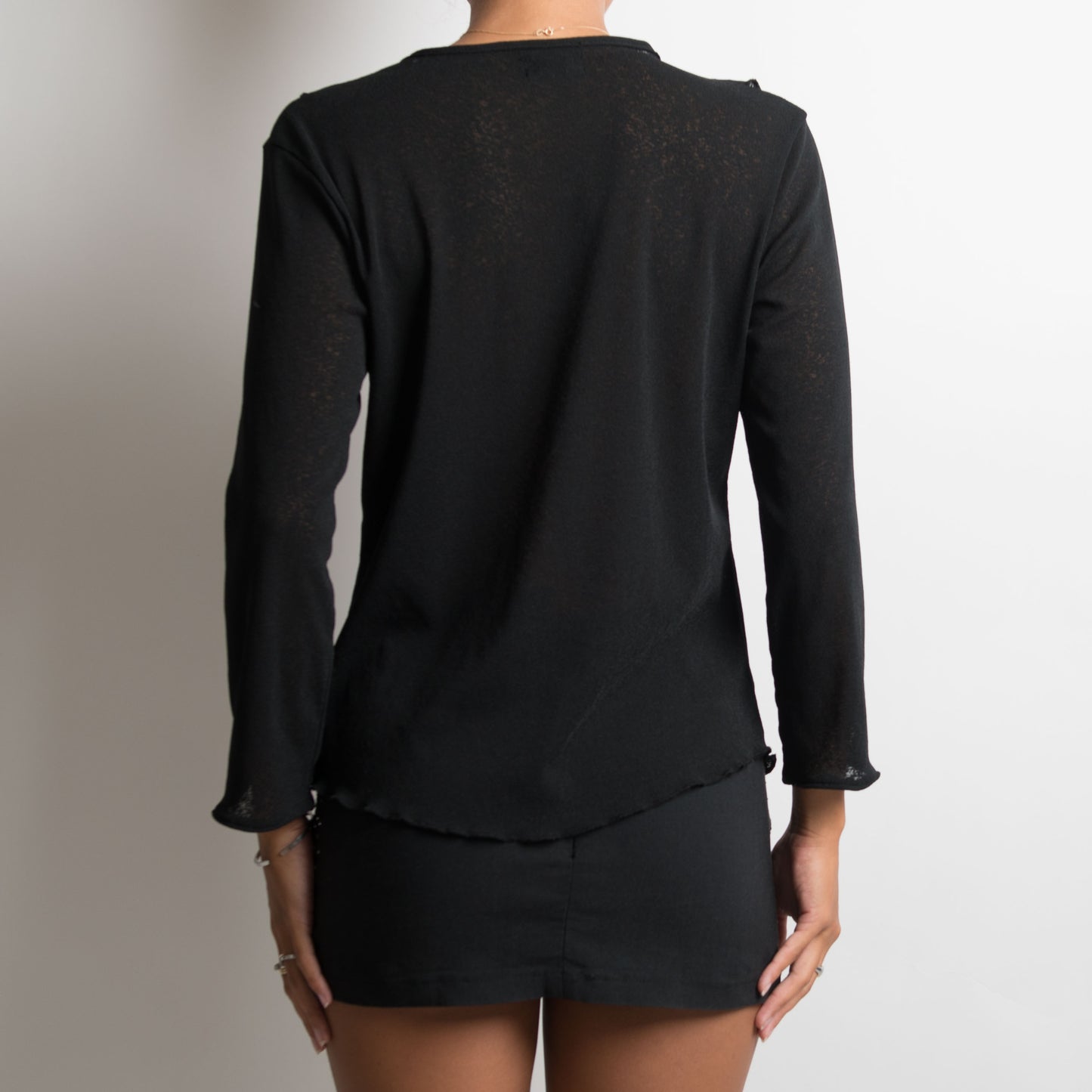 MESH TIE FRONT LONG SLEEVE