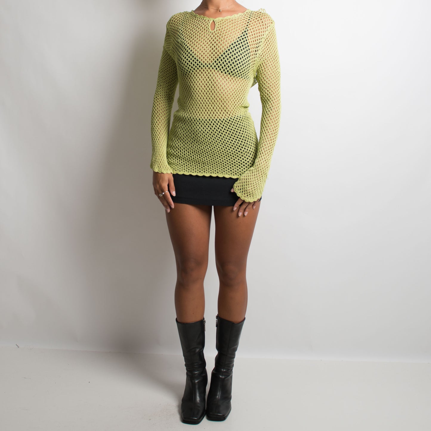 MANCHES LONGUES AU CROCHET LIME