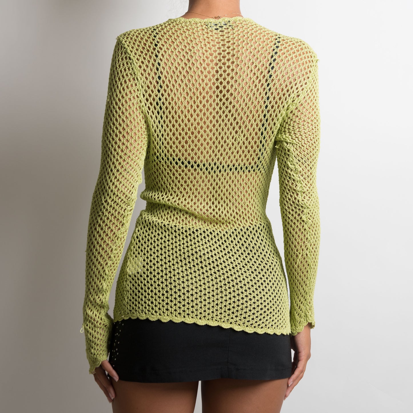 MANCHES LONGUES AU CROCHET LIME