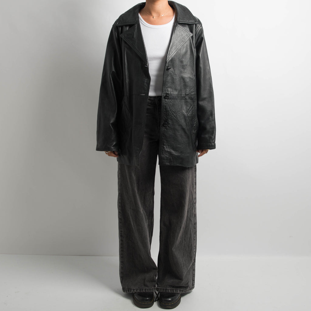 BLACK LEATHER COAT