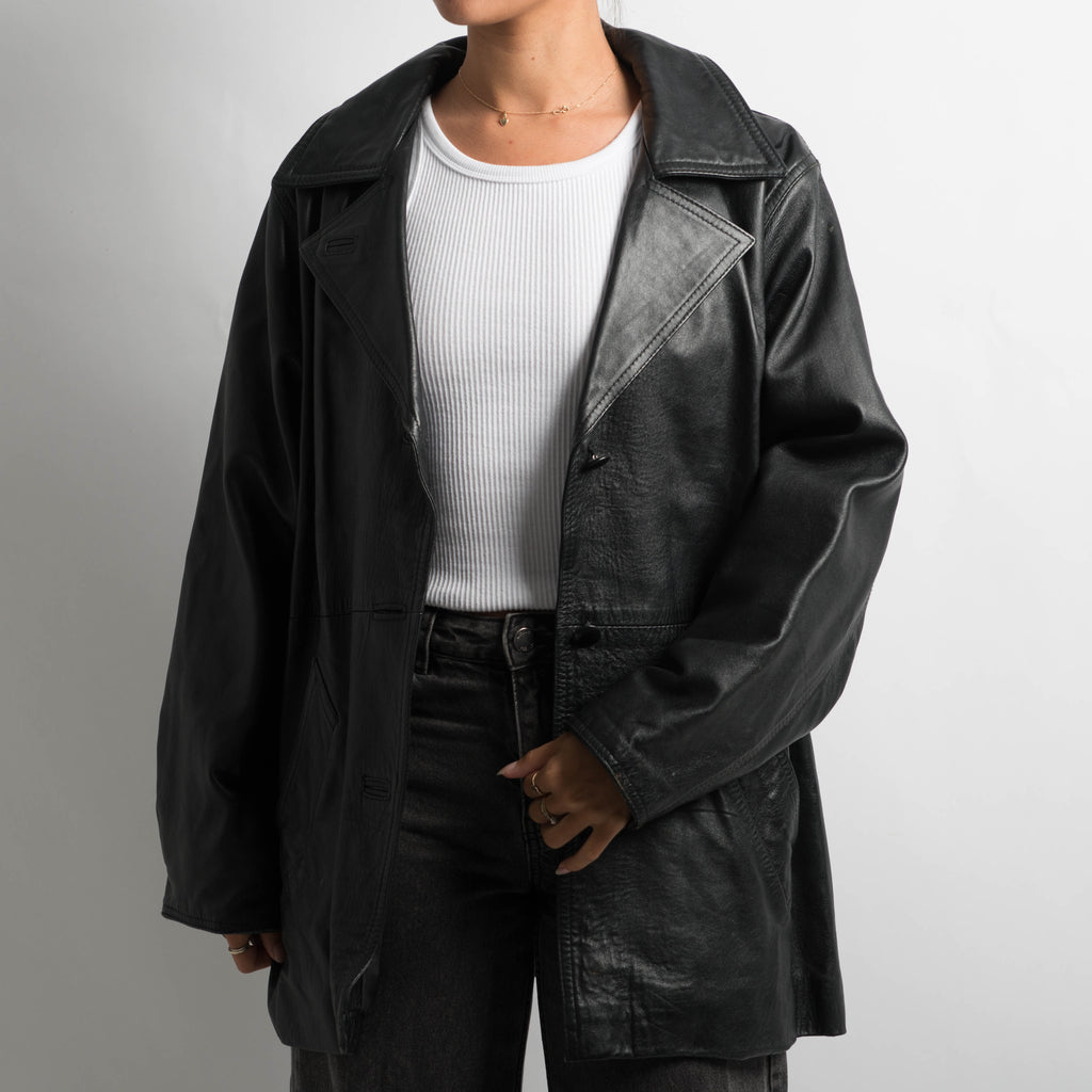 BLACK LEATHER COAT