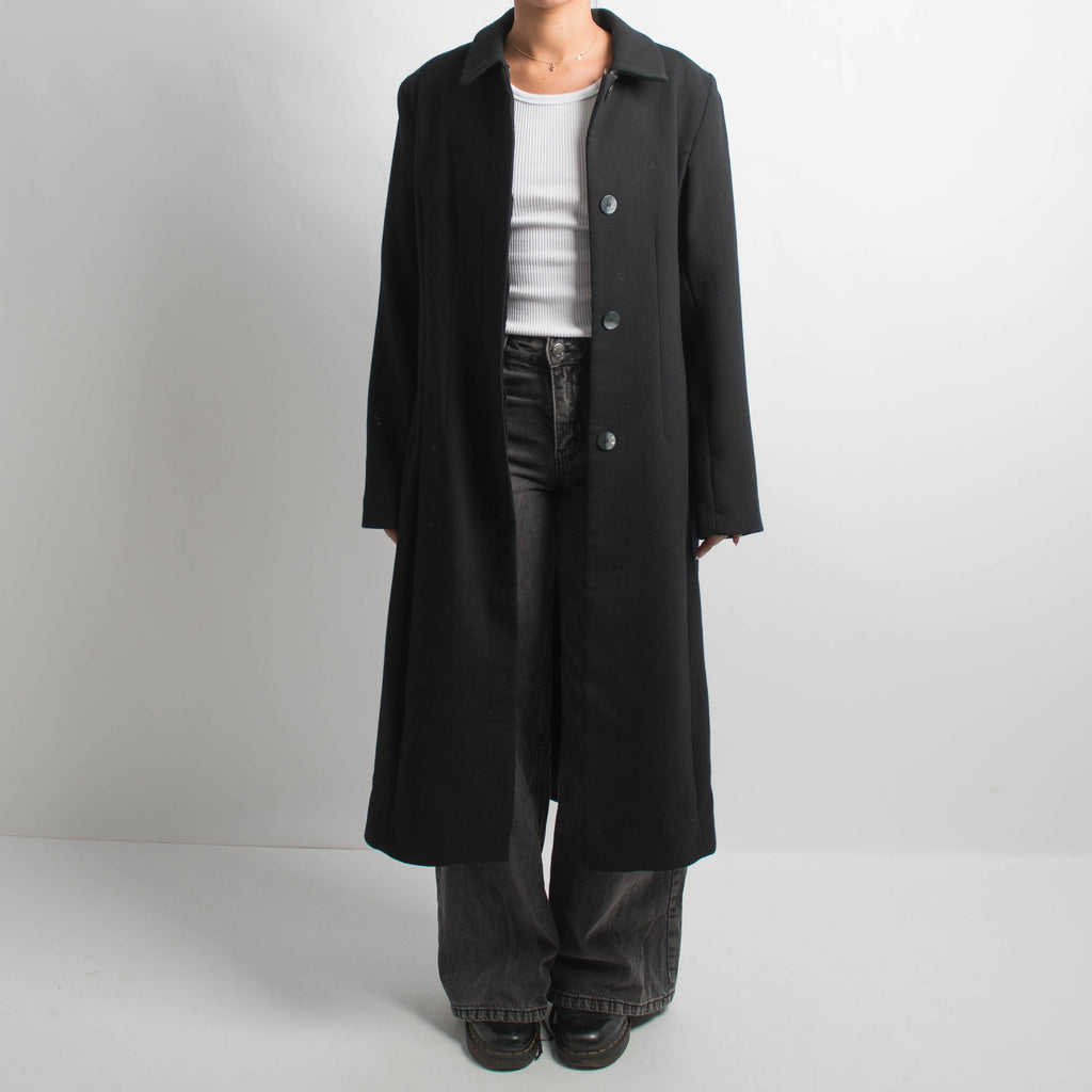 BLACK LONG WOOL COAT