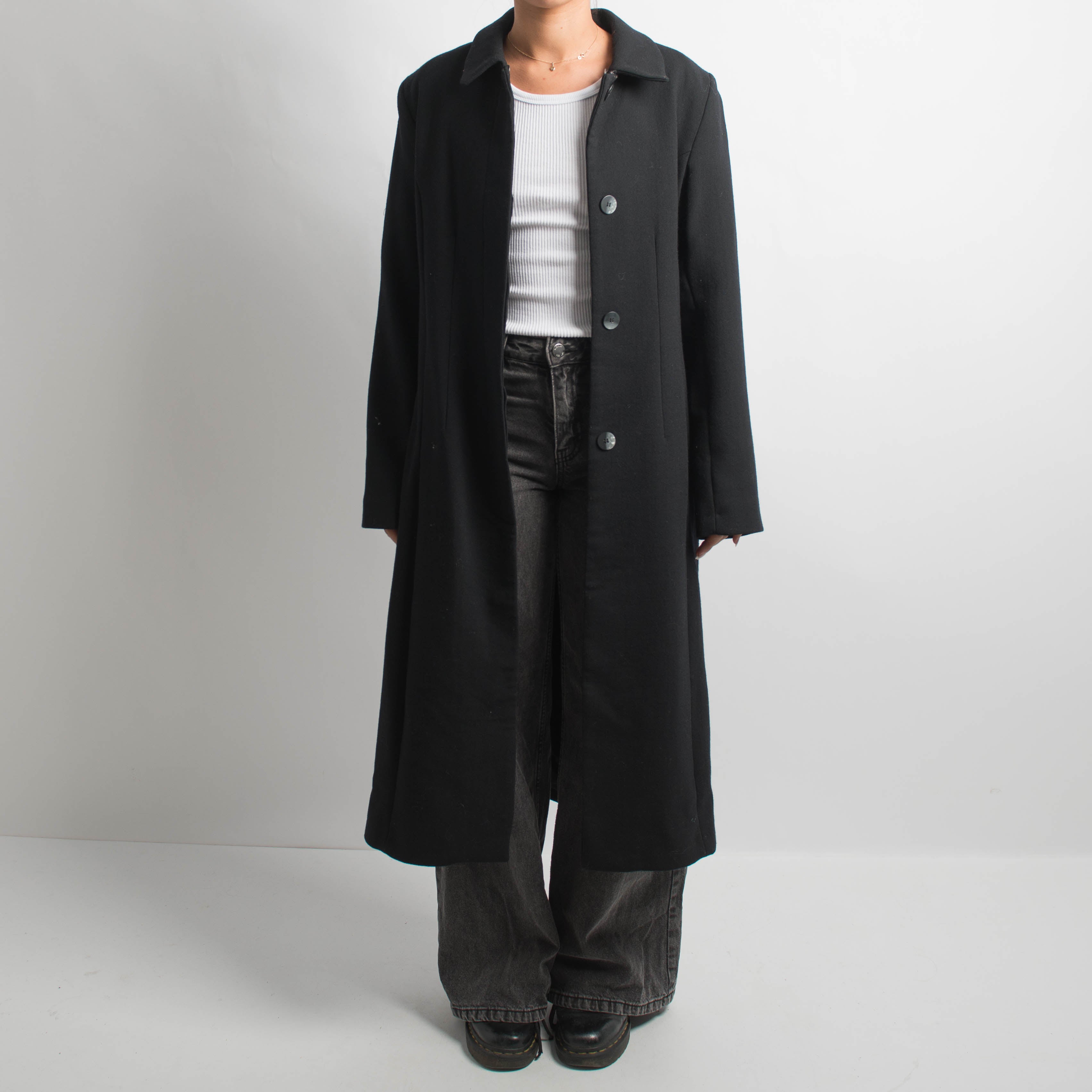 BLACK LONG WOOL COAT