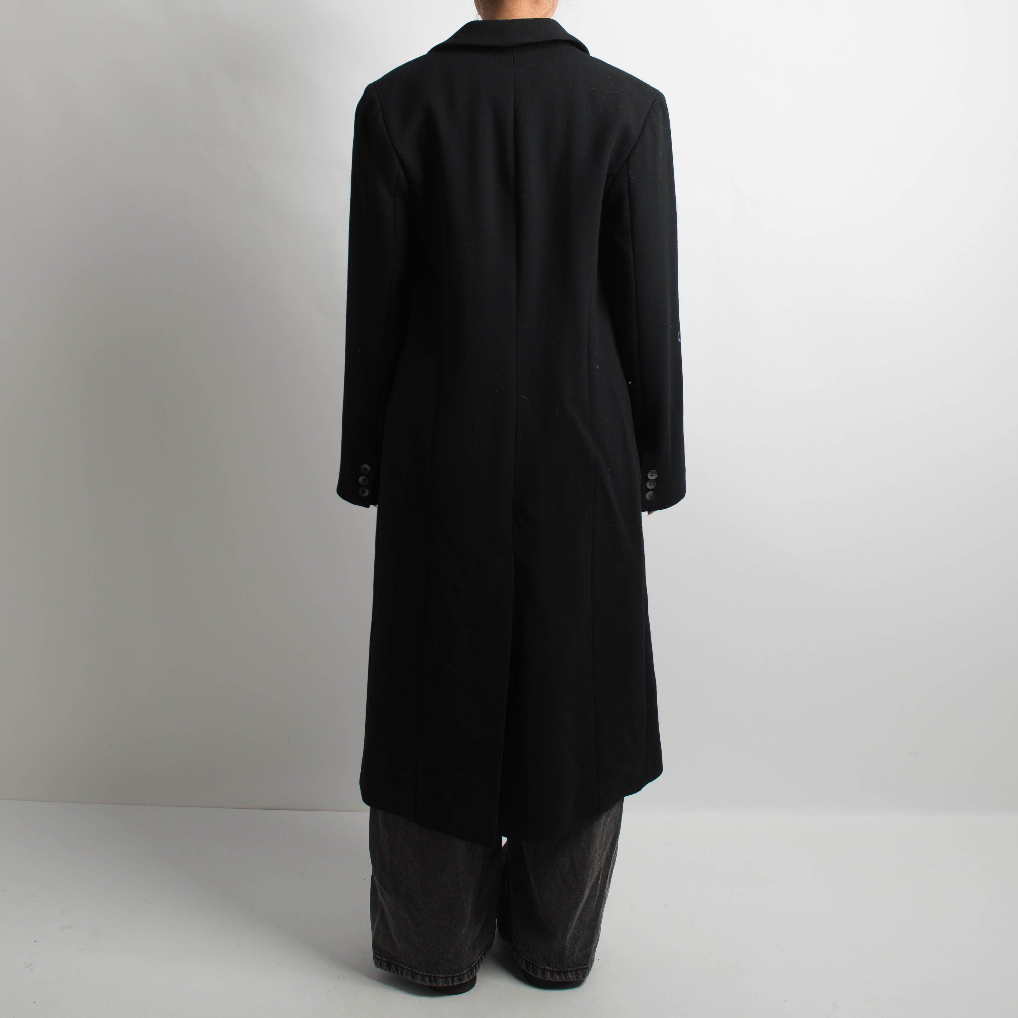 BLACK LONG WOOL COAT