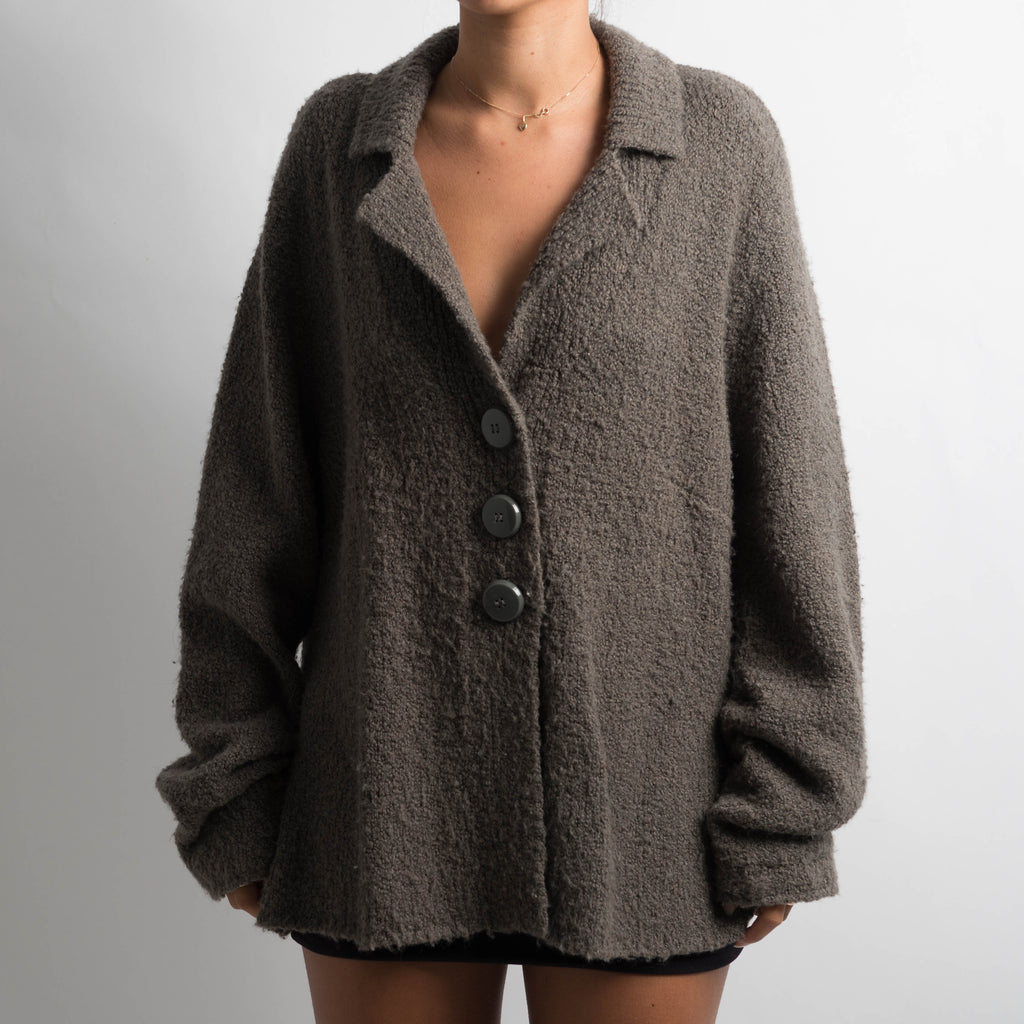 KHAKI COLLARED CARDIGAN