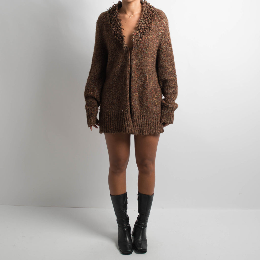 BROWN SHAGGY CARDIGAN