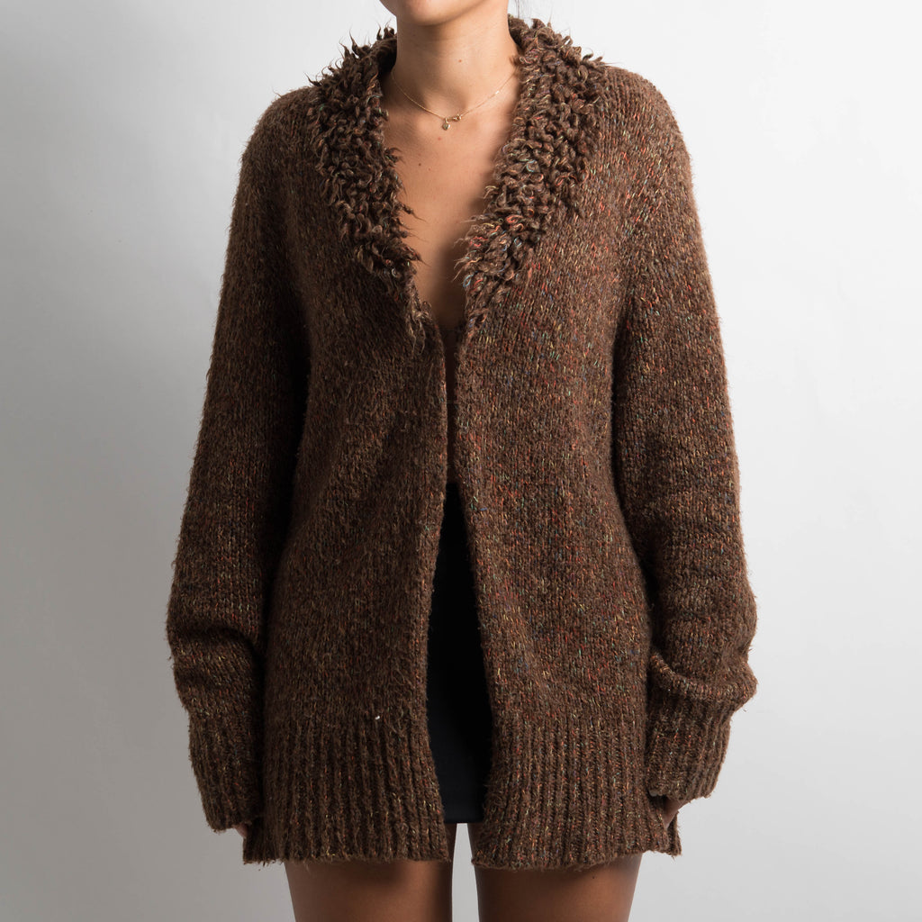 BROWN SHAGGY CARDIGAN