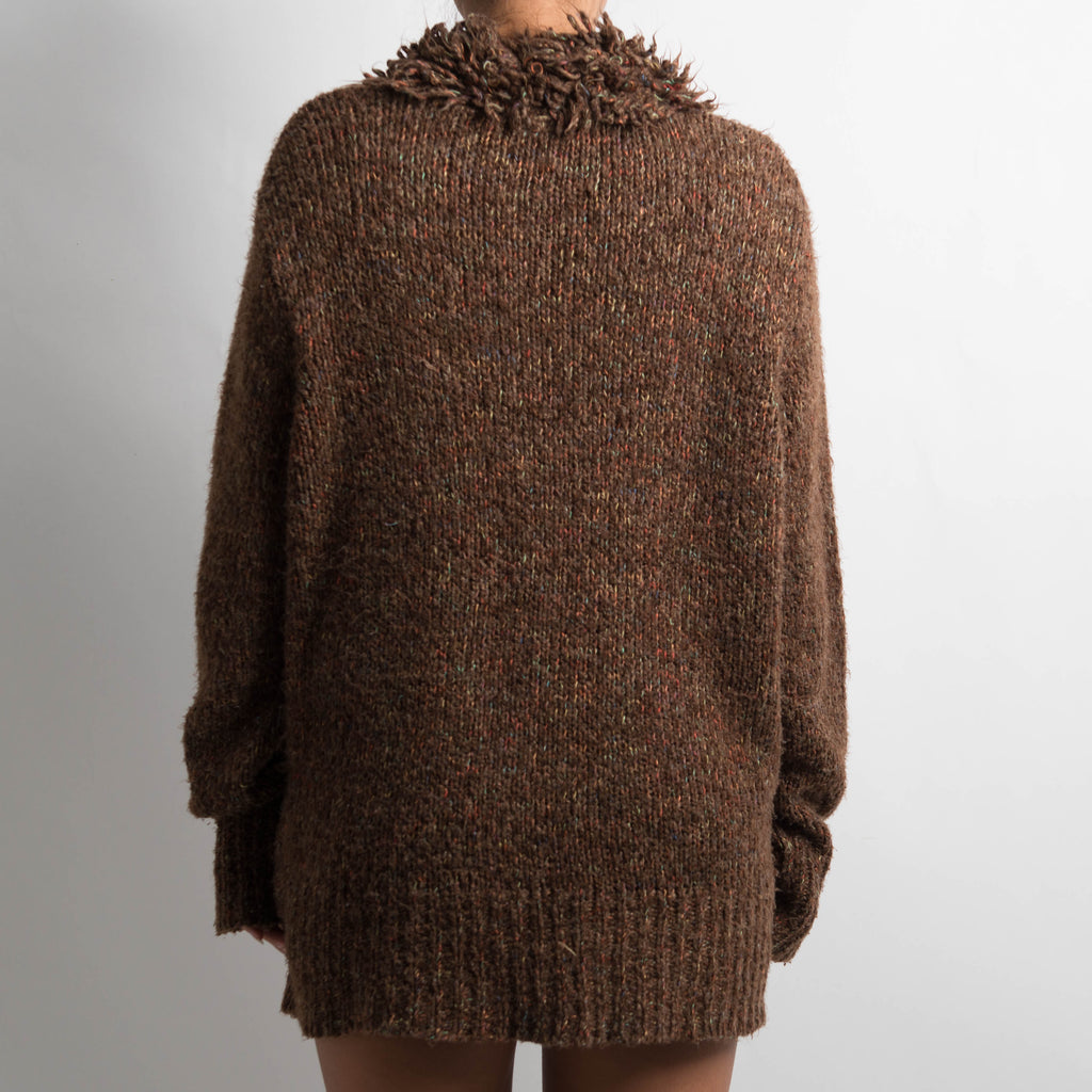 BROWN SHAGGY CARDIGAN