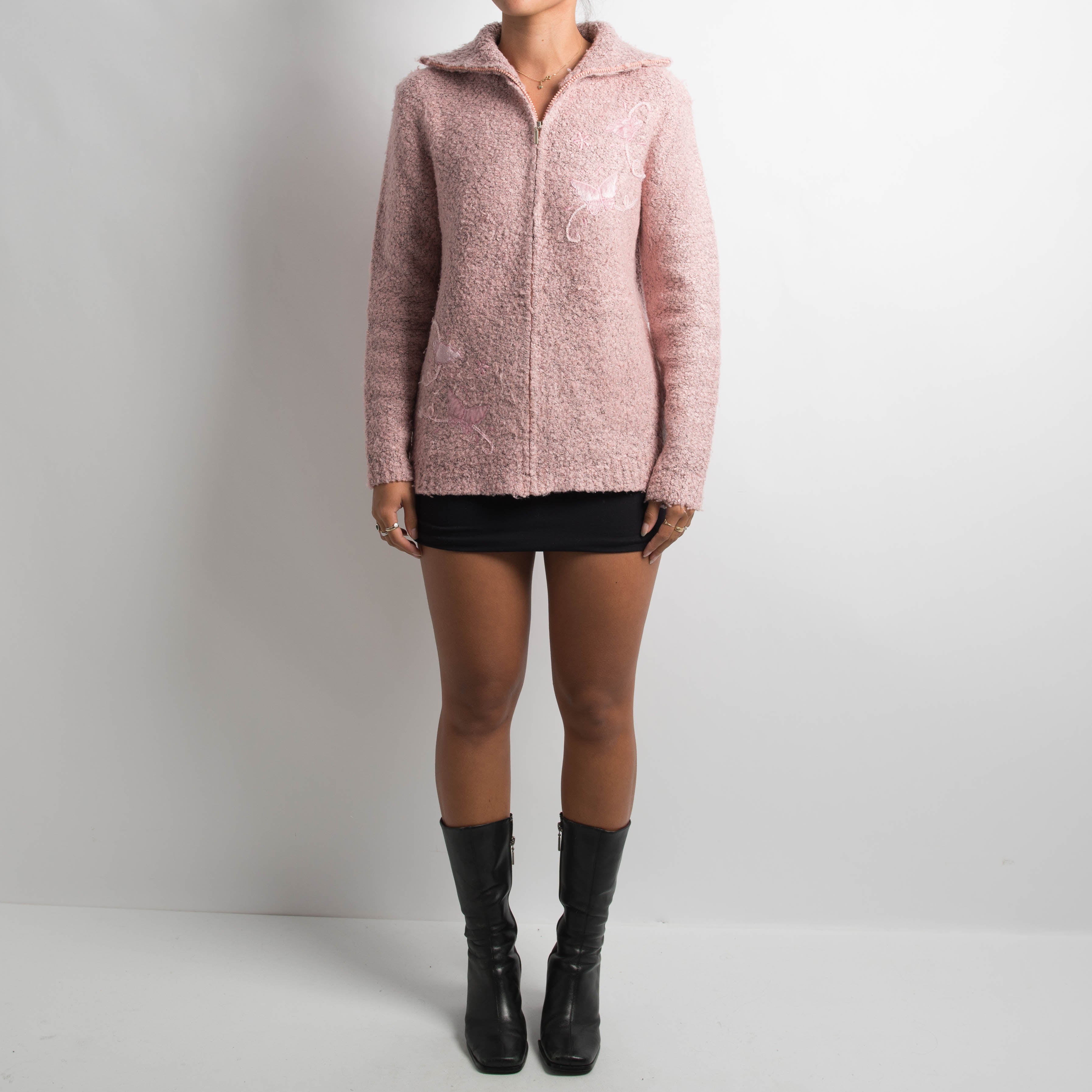 PINK MARLE ZIP CARDIGAN