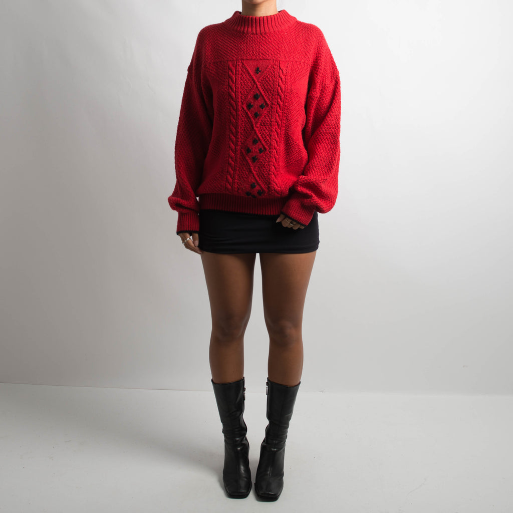 RED WOOL KNIT SWEATER