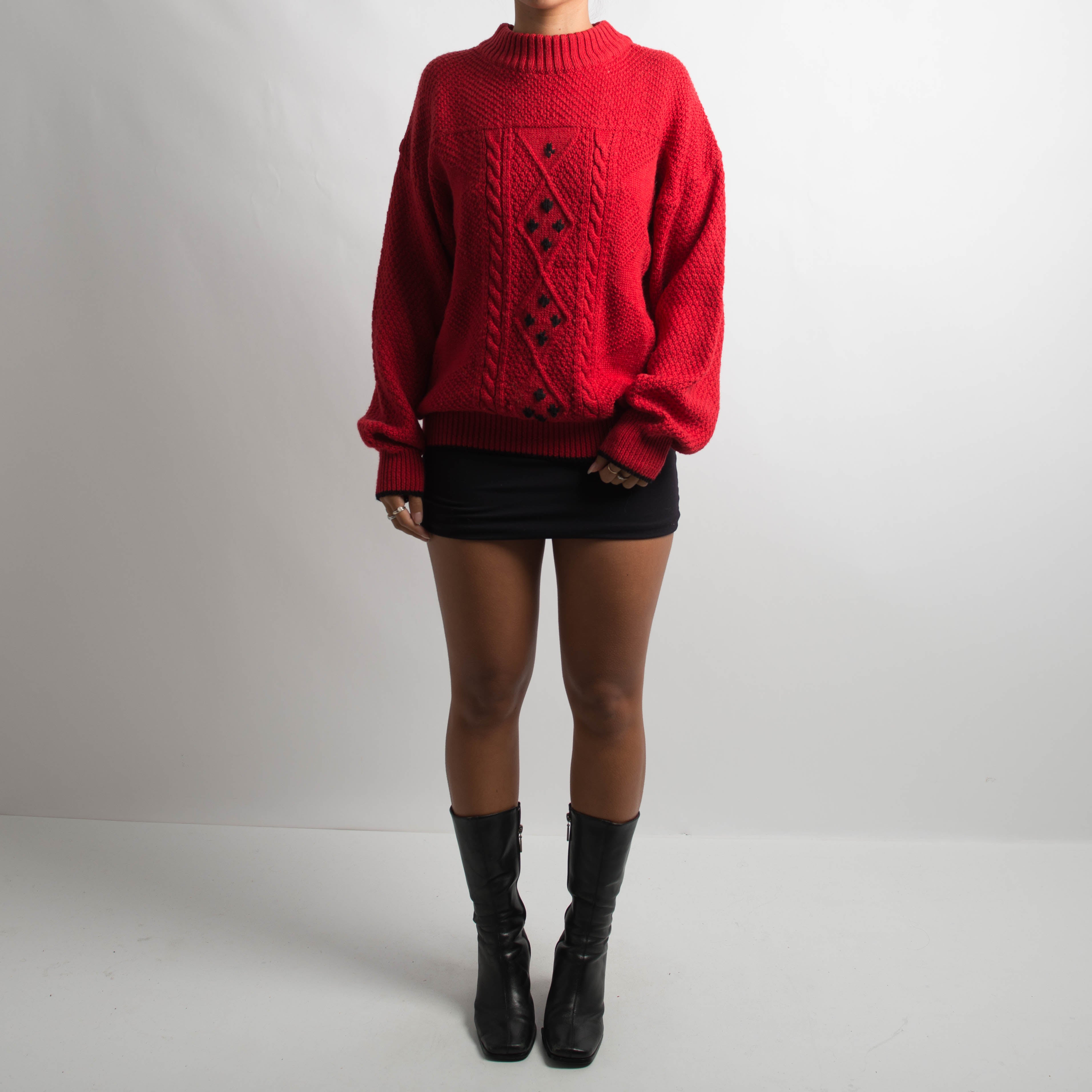 RED WOOL KNIT SWEATER