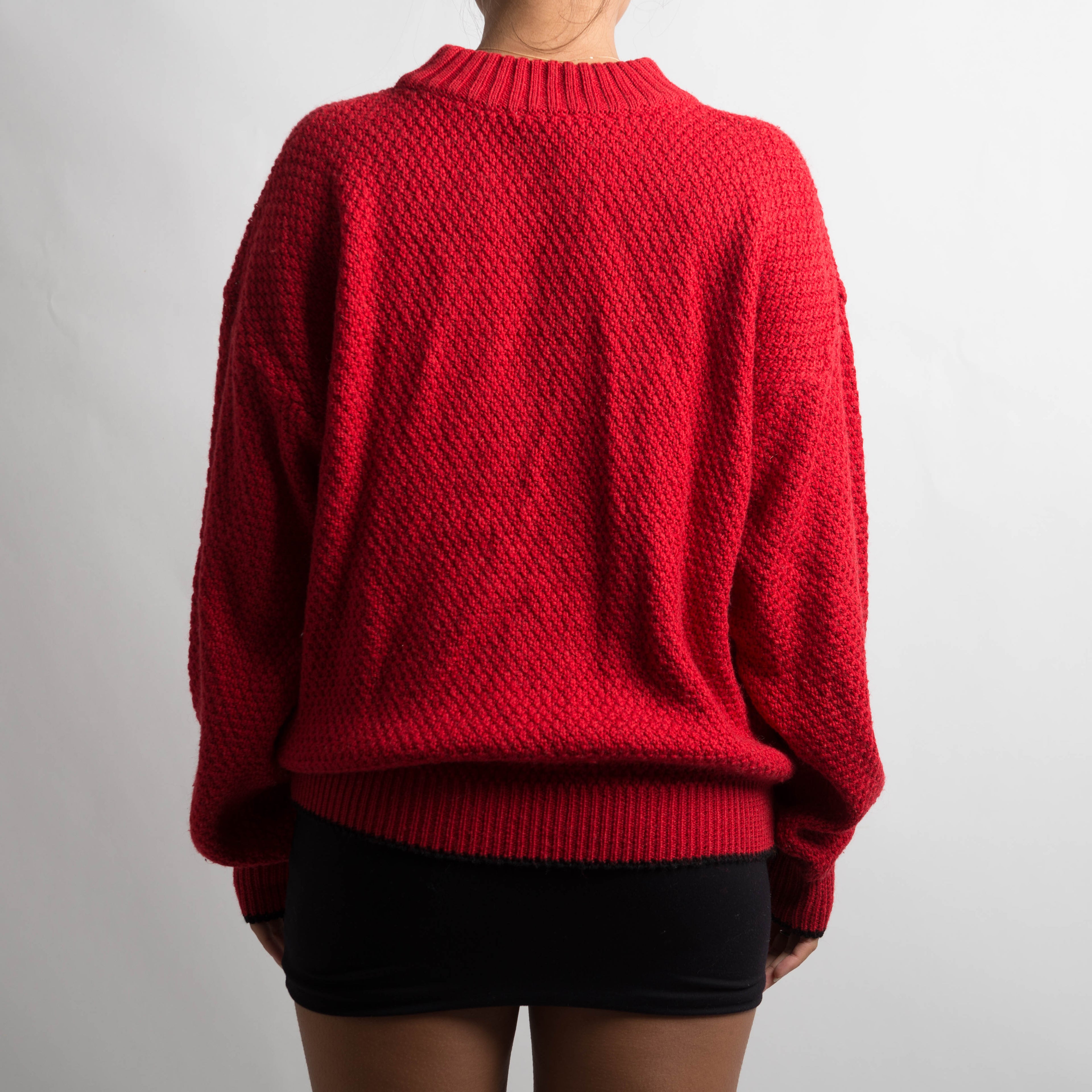 RED WOOL KNIT SWEATER