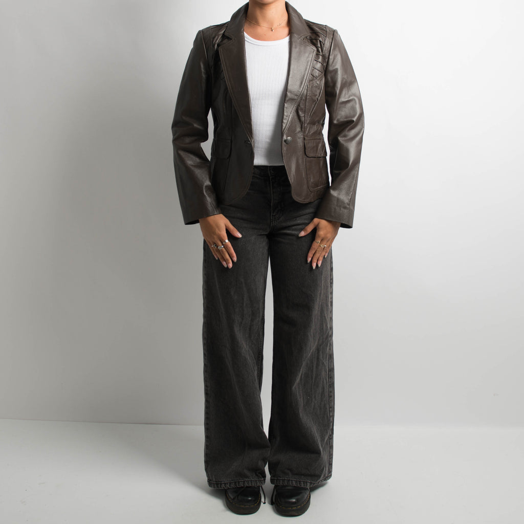 BROWN LEATHER BLAZER