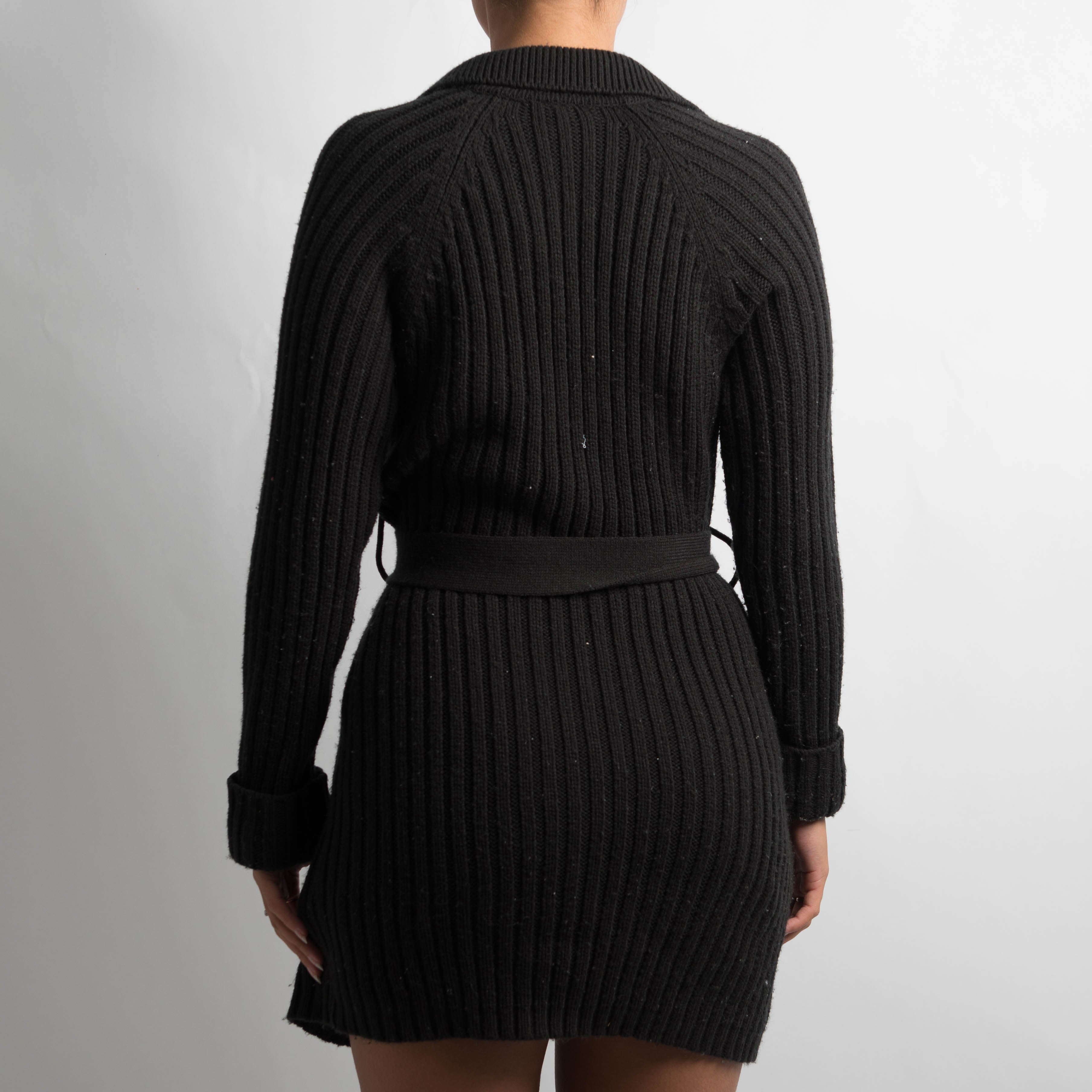 BLACK LONGLINE CARDIGAN