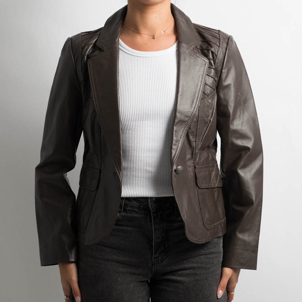 BROWN LEATHER BLAZER
