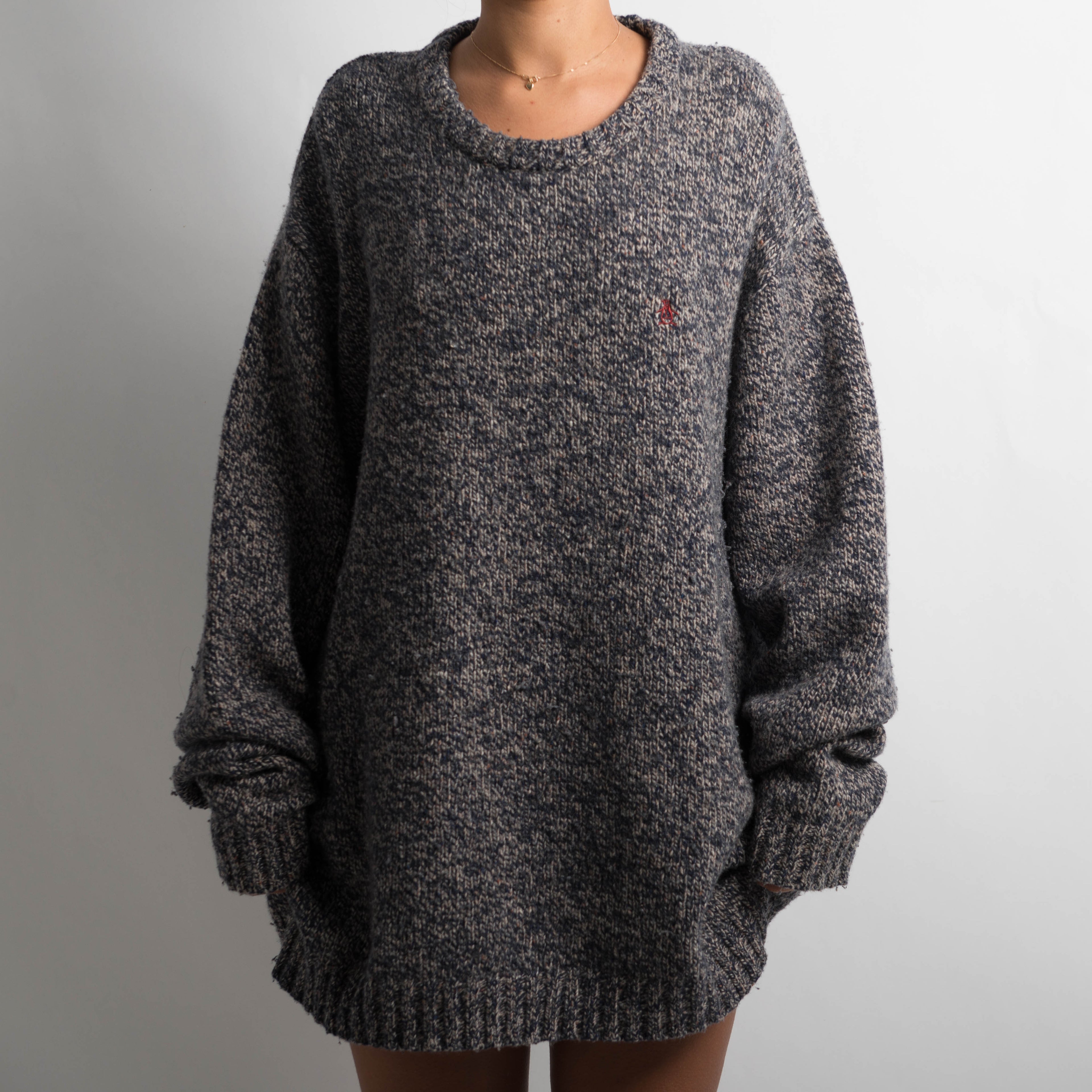 NAVY MARLE KNIT SWEATER
