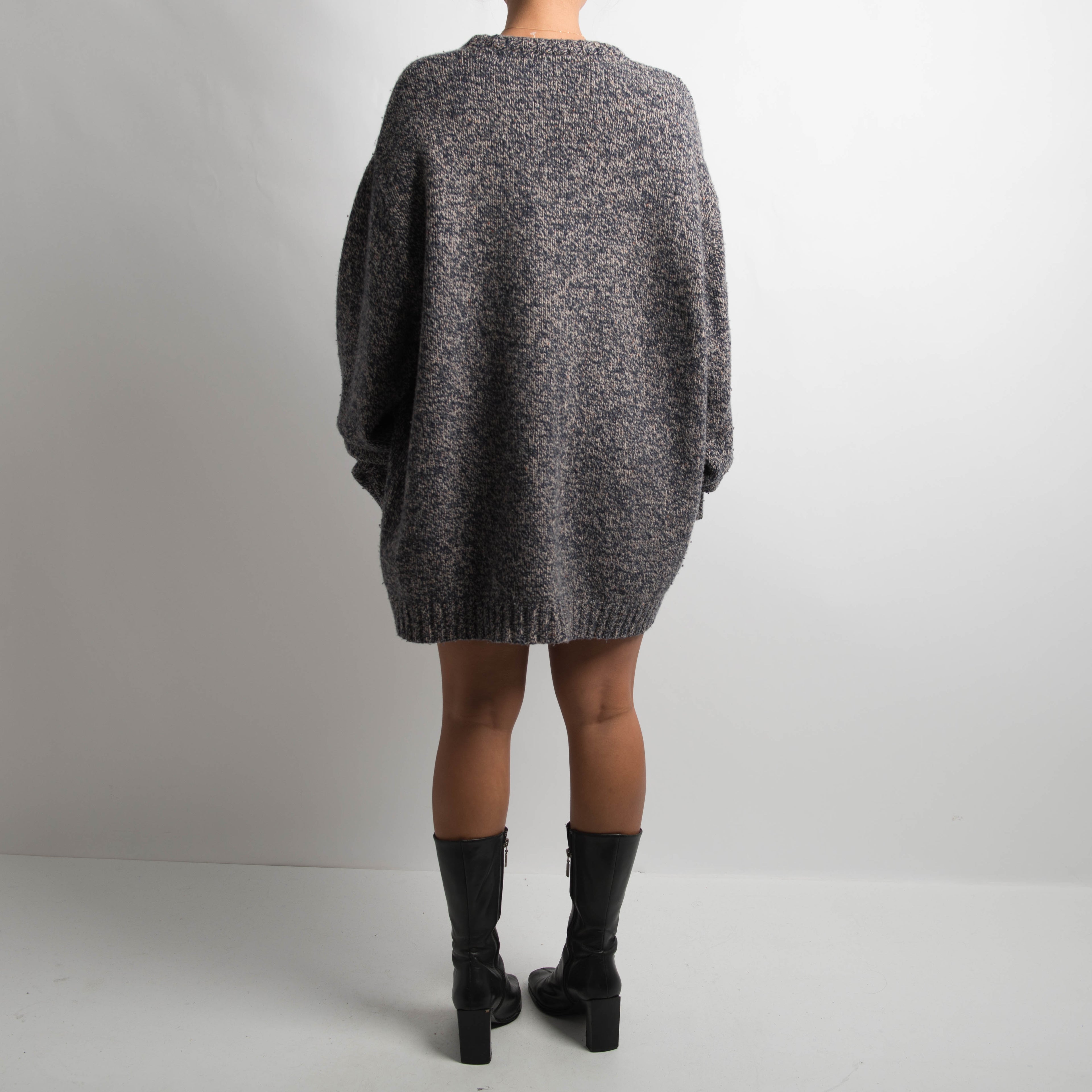 NAVY MARLE KNIT SWEATER