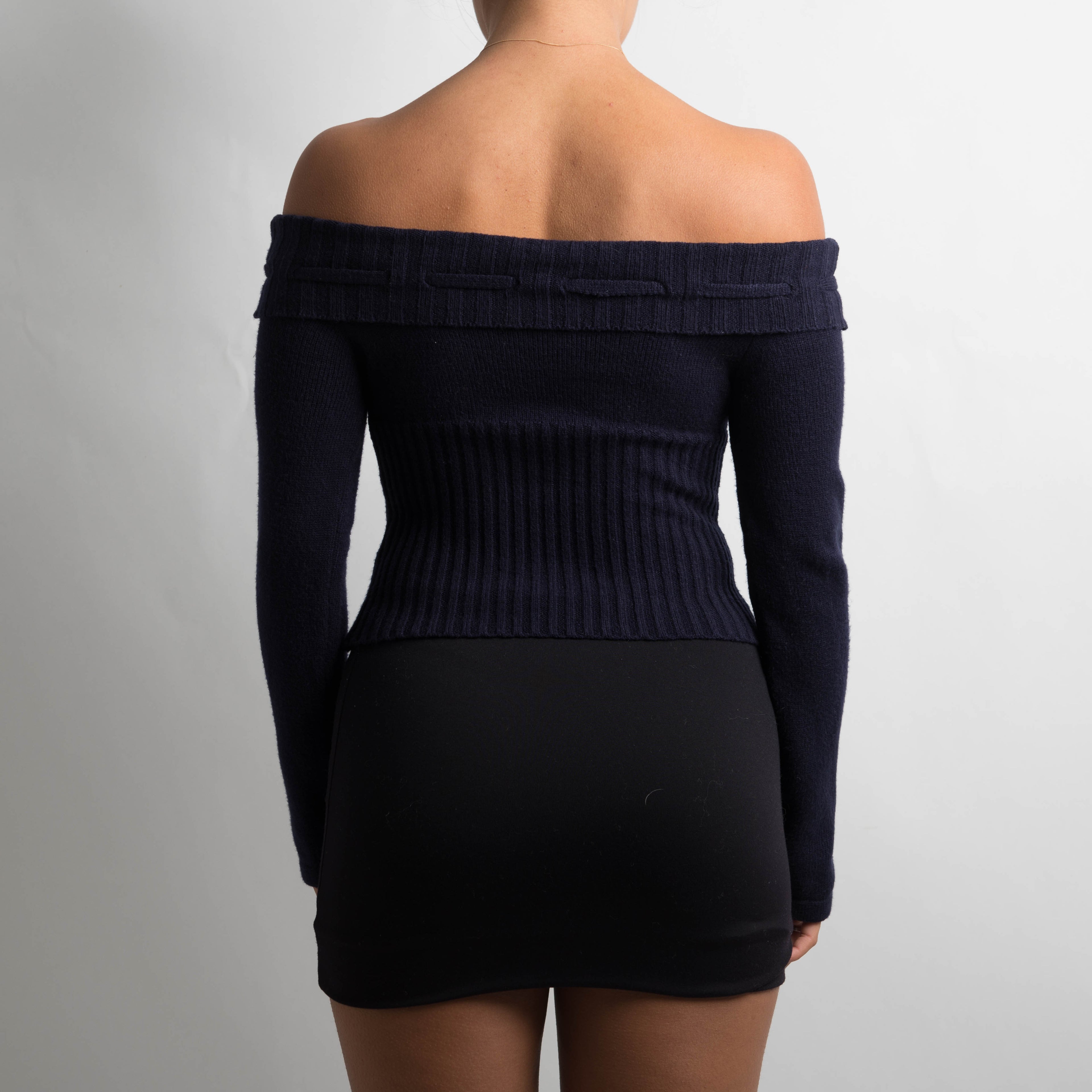 NAVY OFF THE SHOULDER TOP