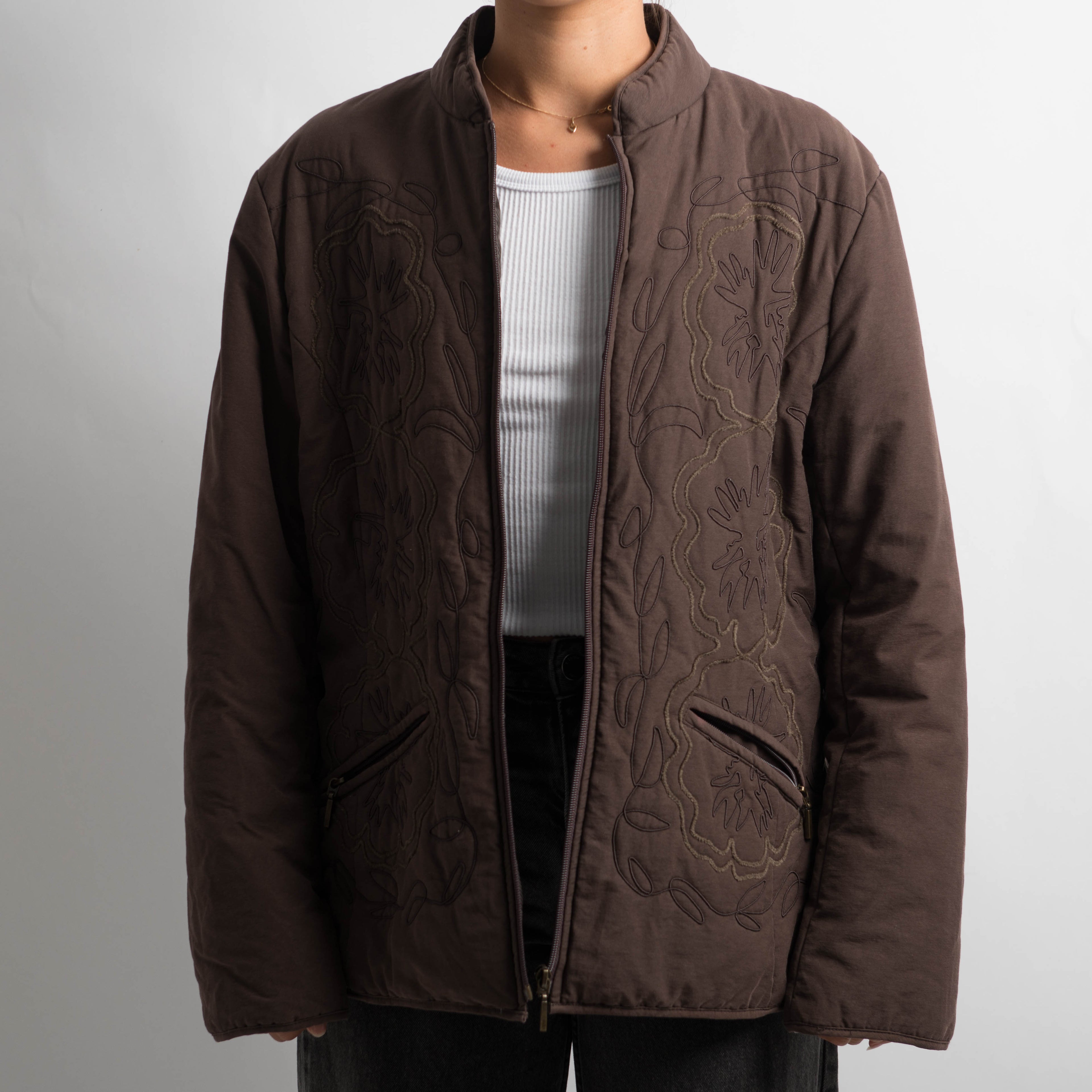 BROWN QUILTED JACKET