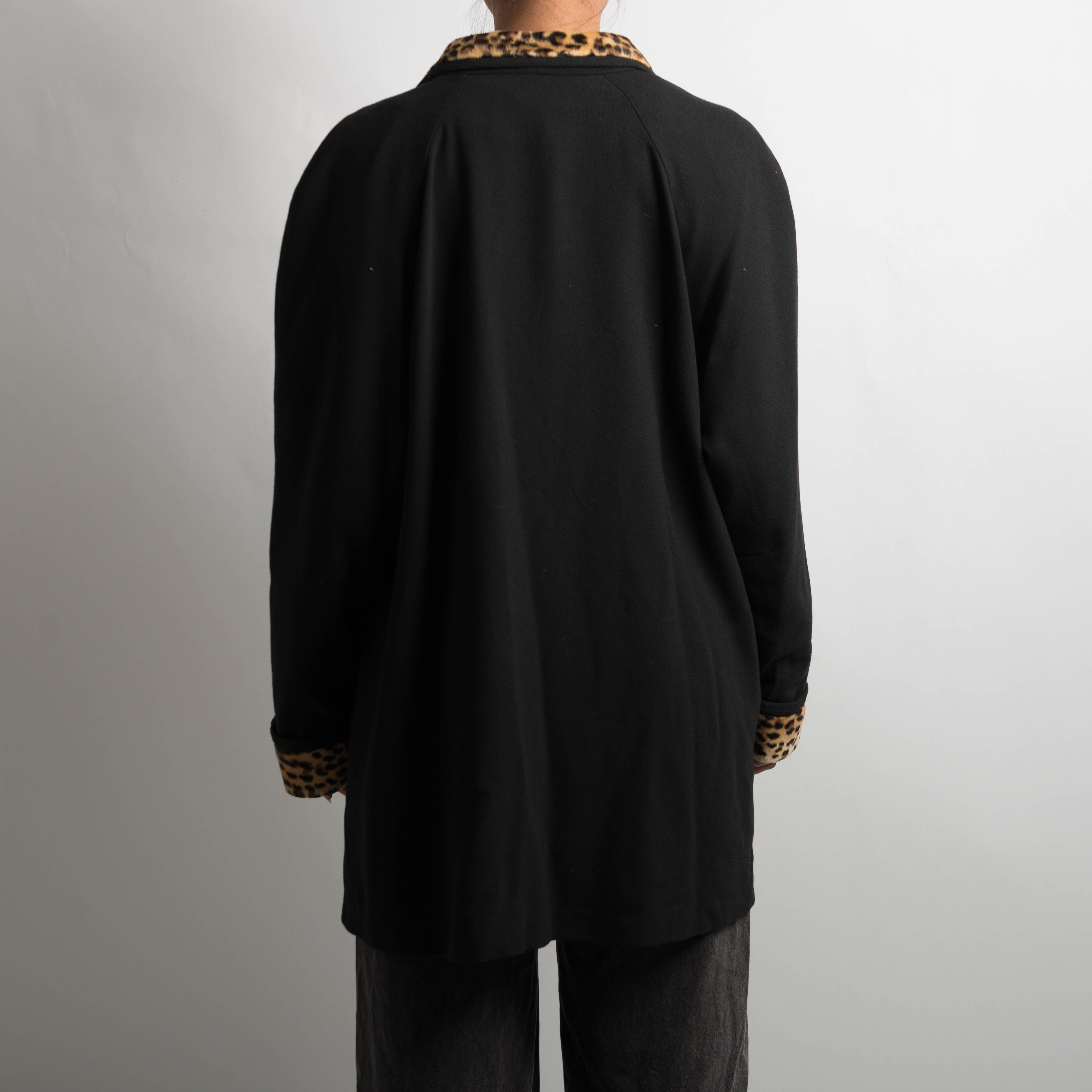 ANIMAL PRINT TRIM COAT