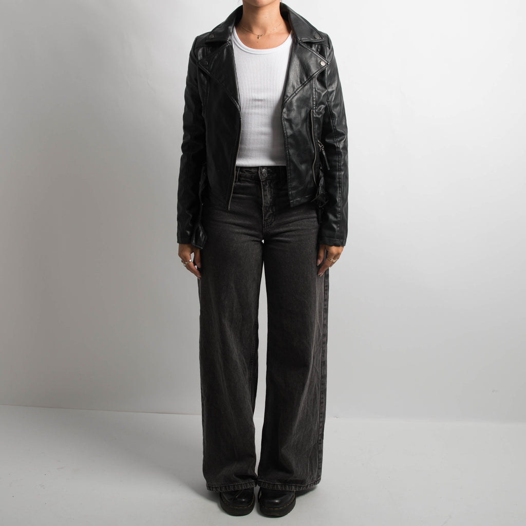 FAUX LEATHER MOTO JACKET
