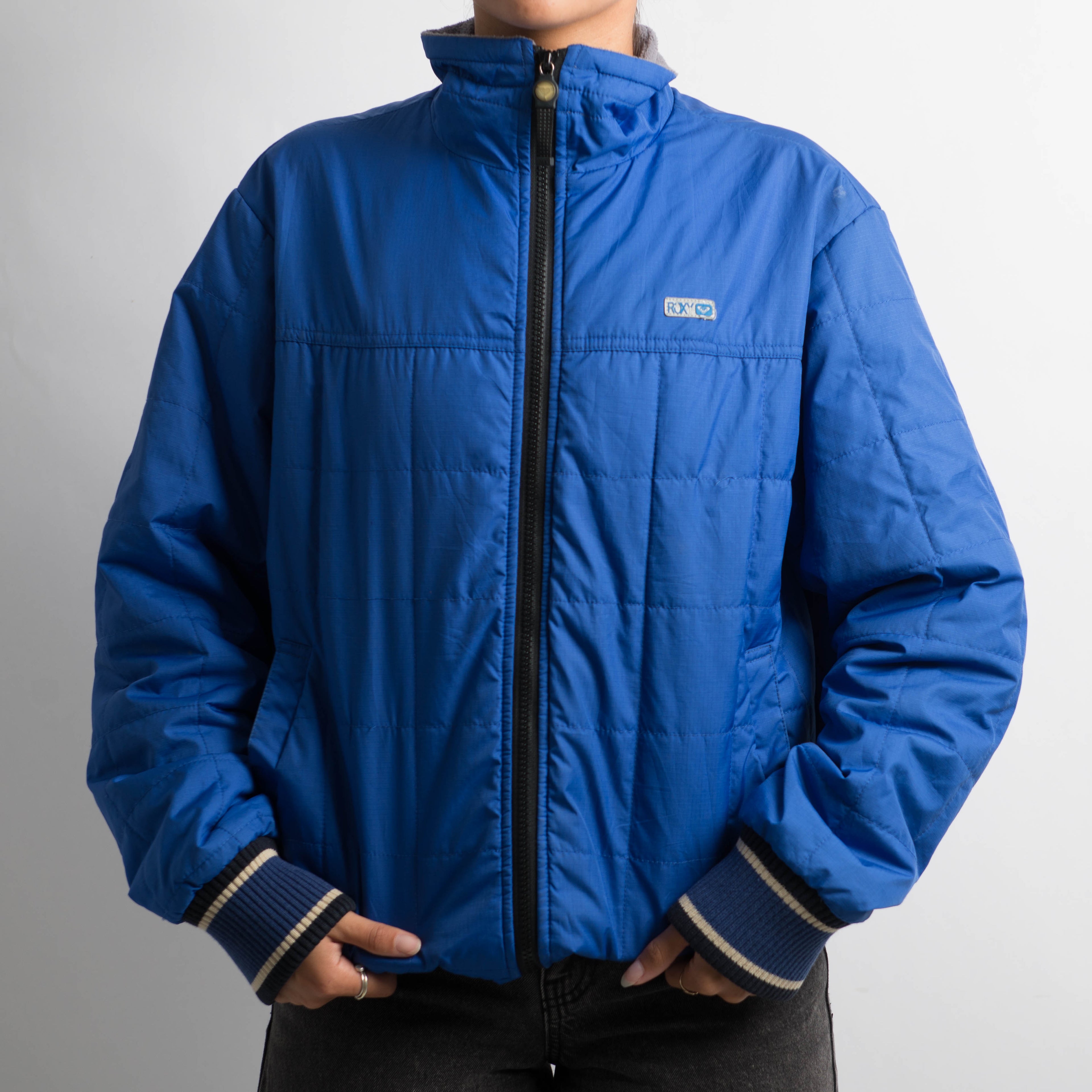 BLUE QUILTED PUFFER JACKET