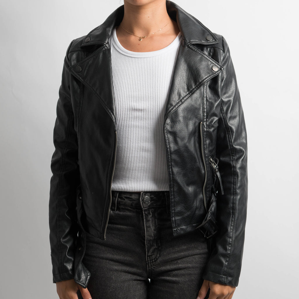 FAUX LEATHER MOTO JACKET
