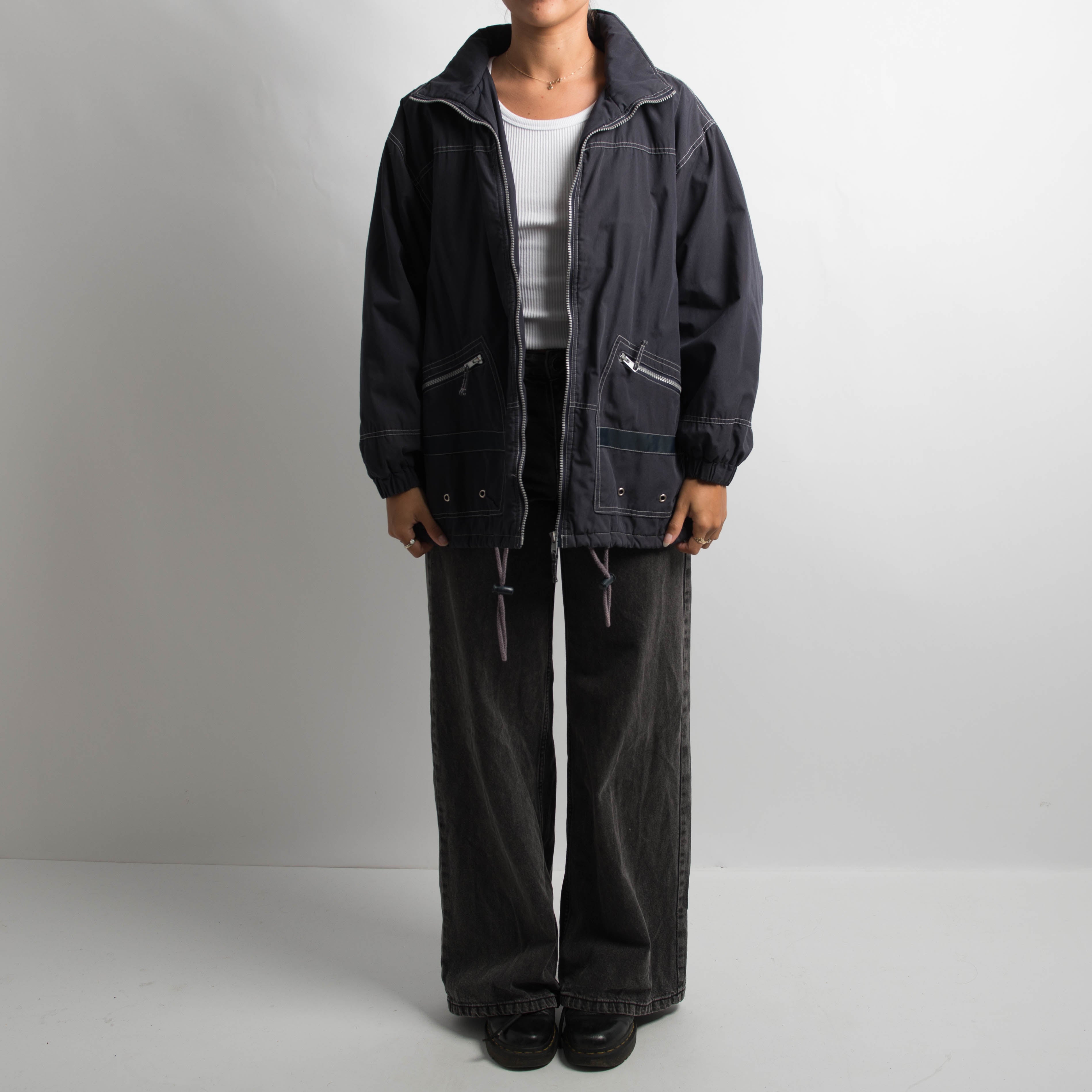 NAVY CONTRAST STITCH JACKET