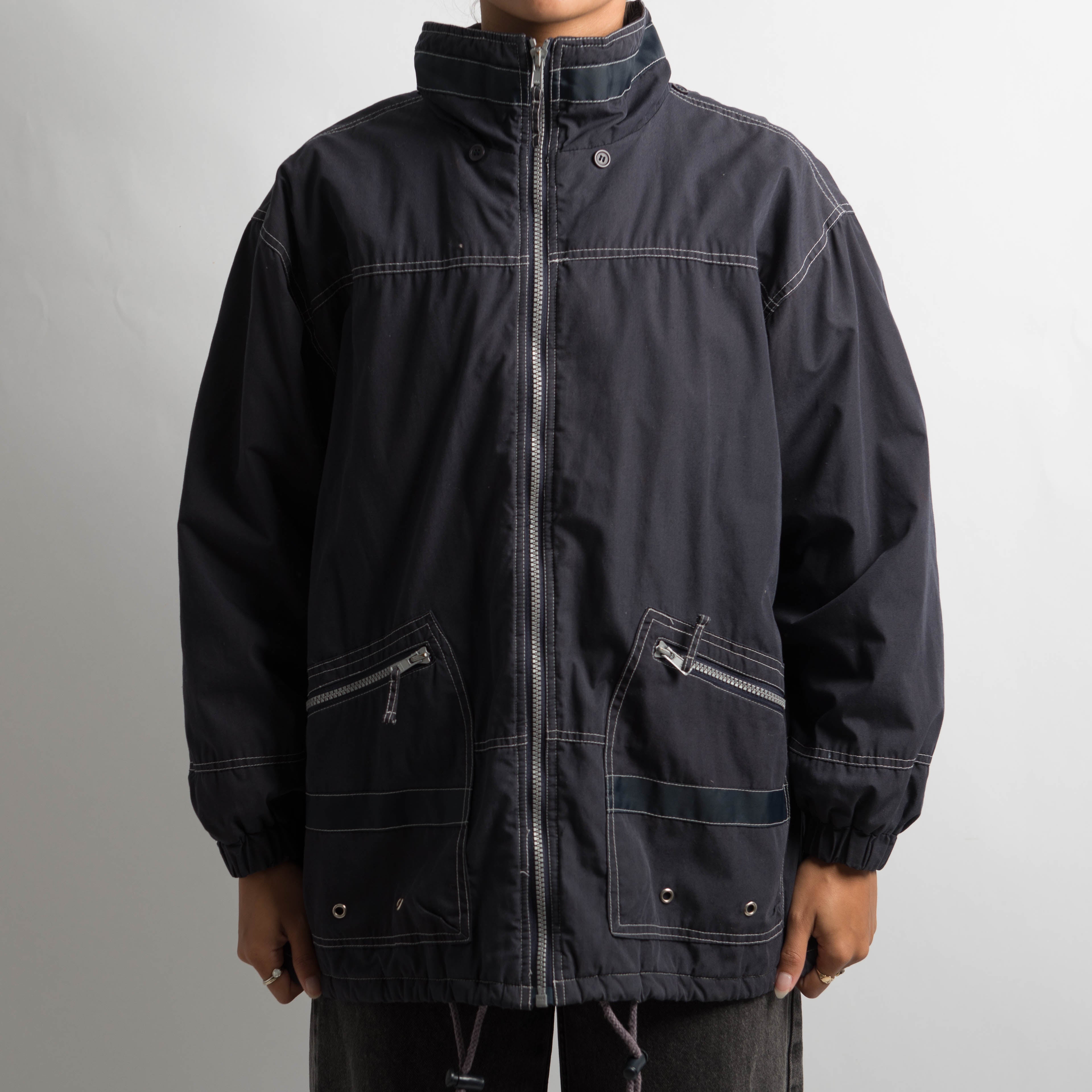 NAVY CONTRAST STITCH JACKET