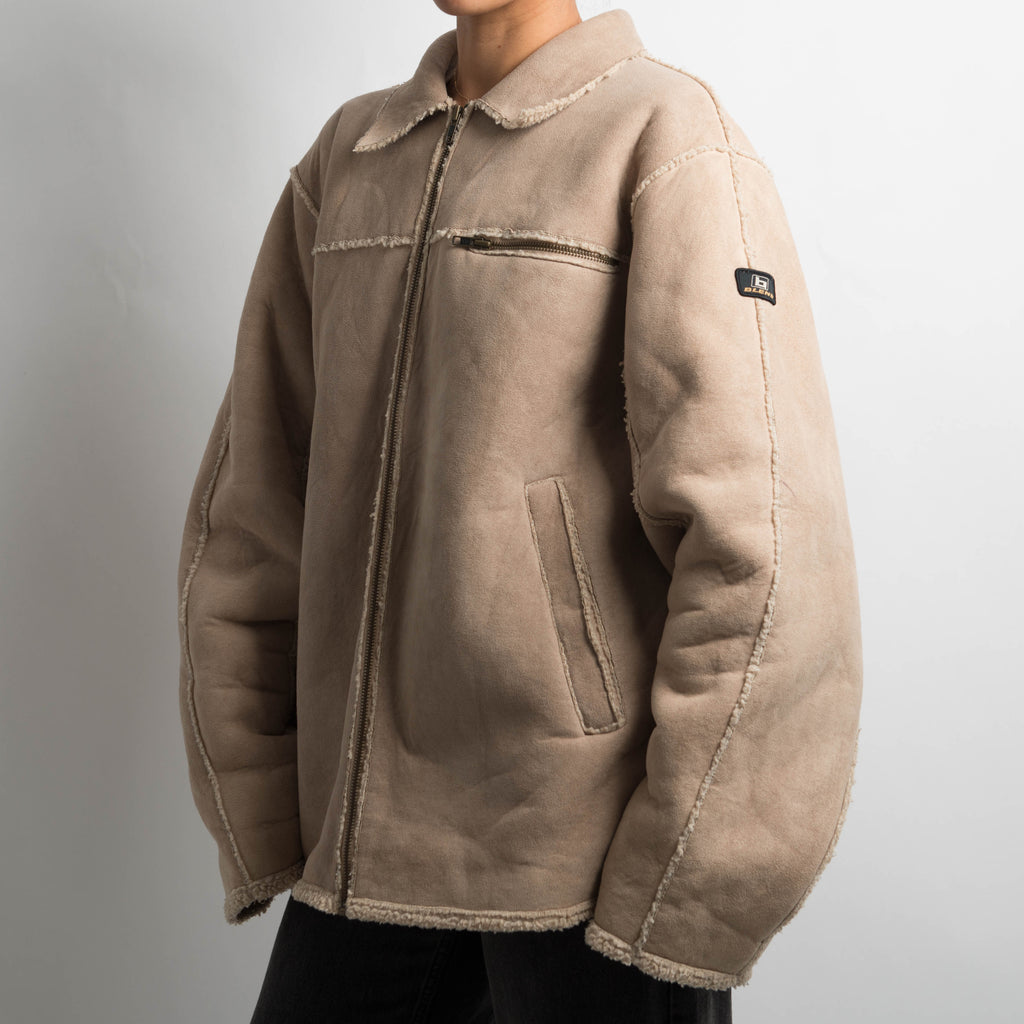 BEIGE SHERPA LINED JACKET
