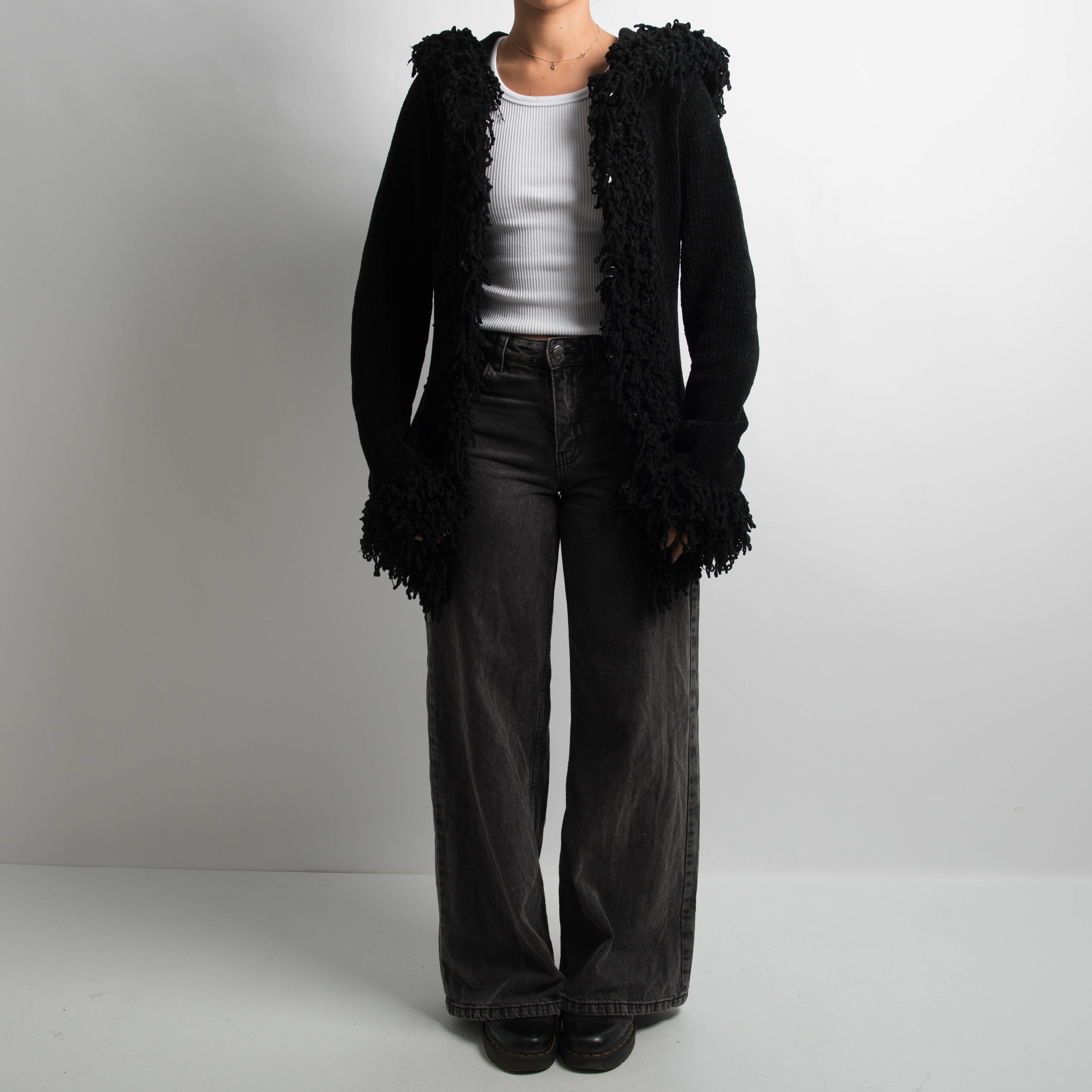 LONGLINE SHAGGY KNIT CARDIGAN