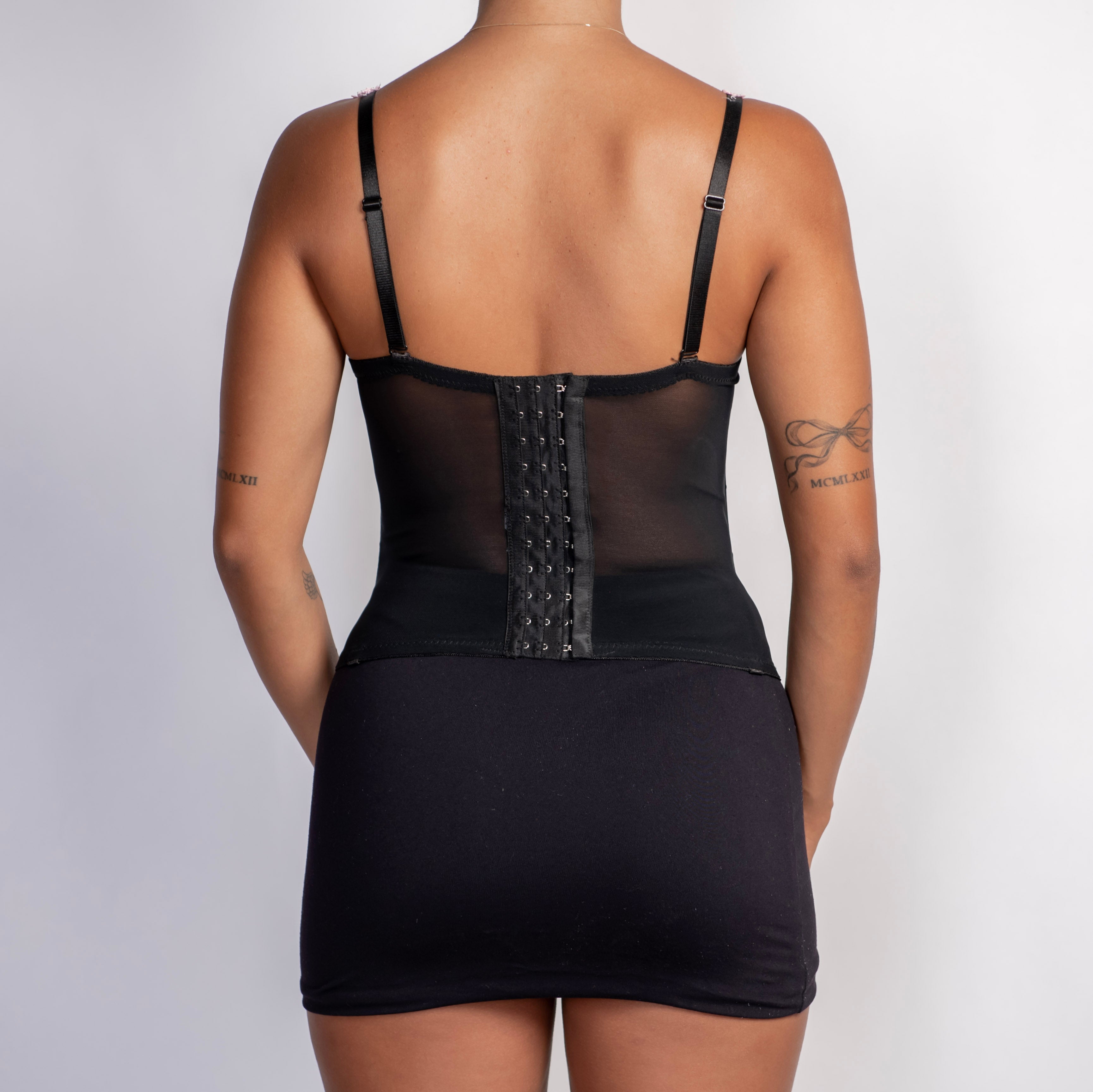 BLACK EMBROIDERED BUSTIER