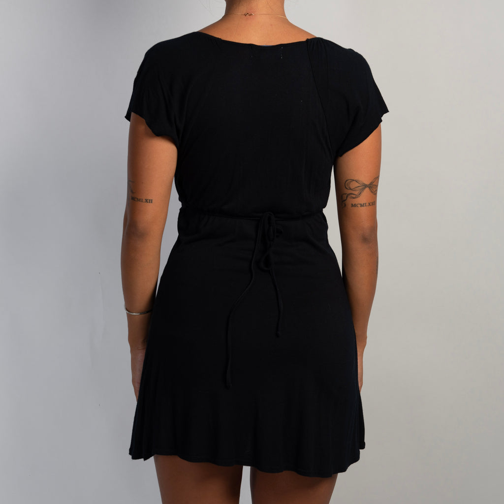 BLACK V NECK MINI DRESS