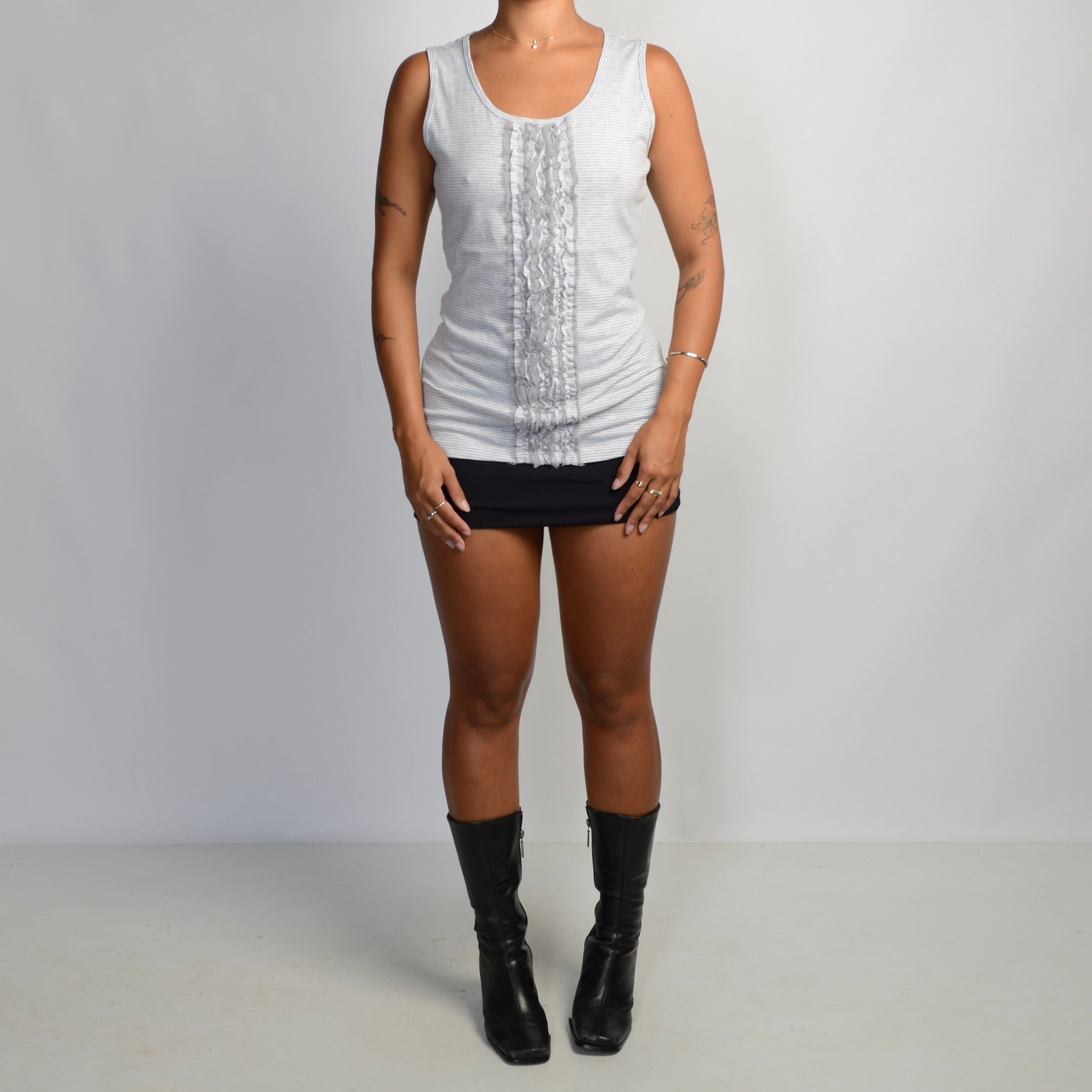 STRIPE RUFFLE TANK TOP