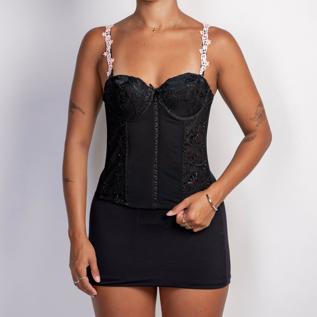 BLACK EMBROIDERED BUSTIER