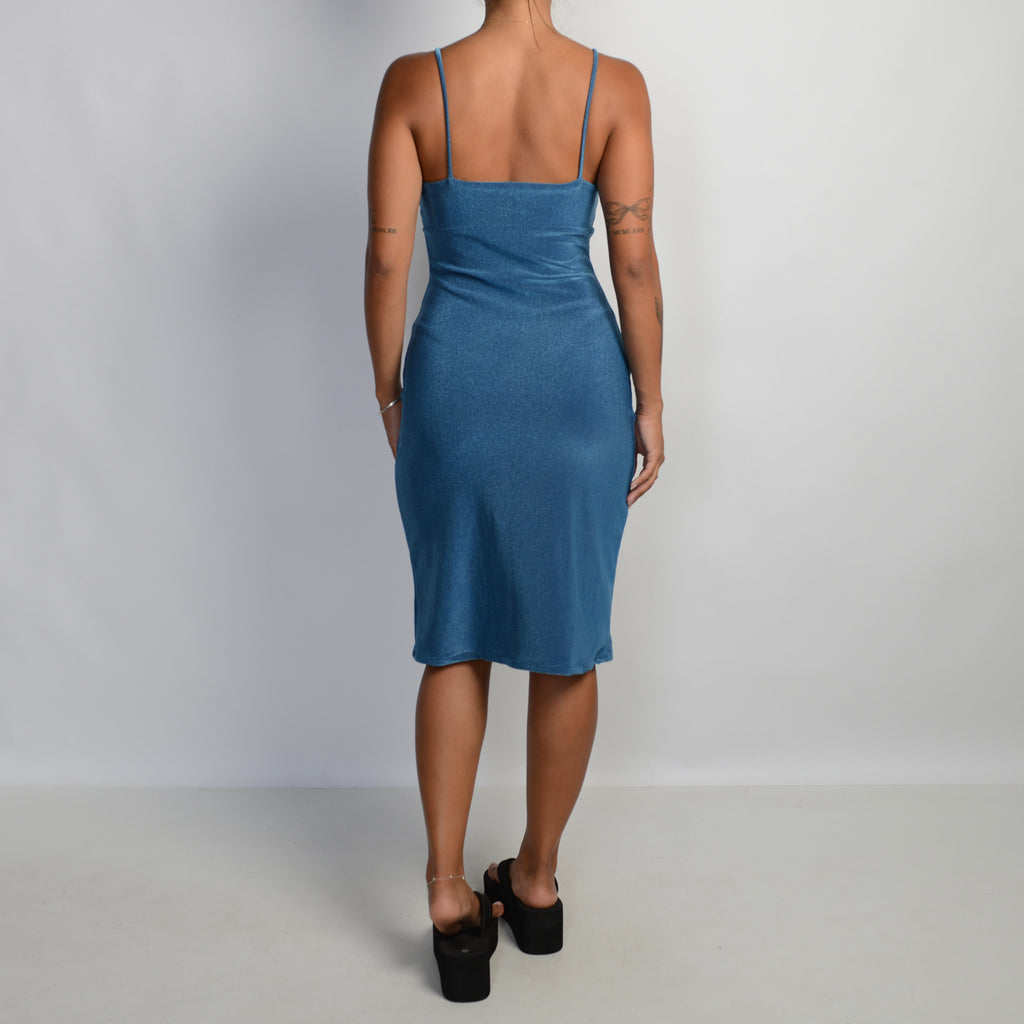 BLUE METALLIC MIDI DRESS