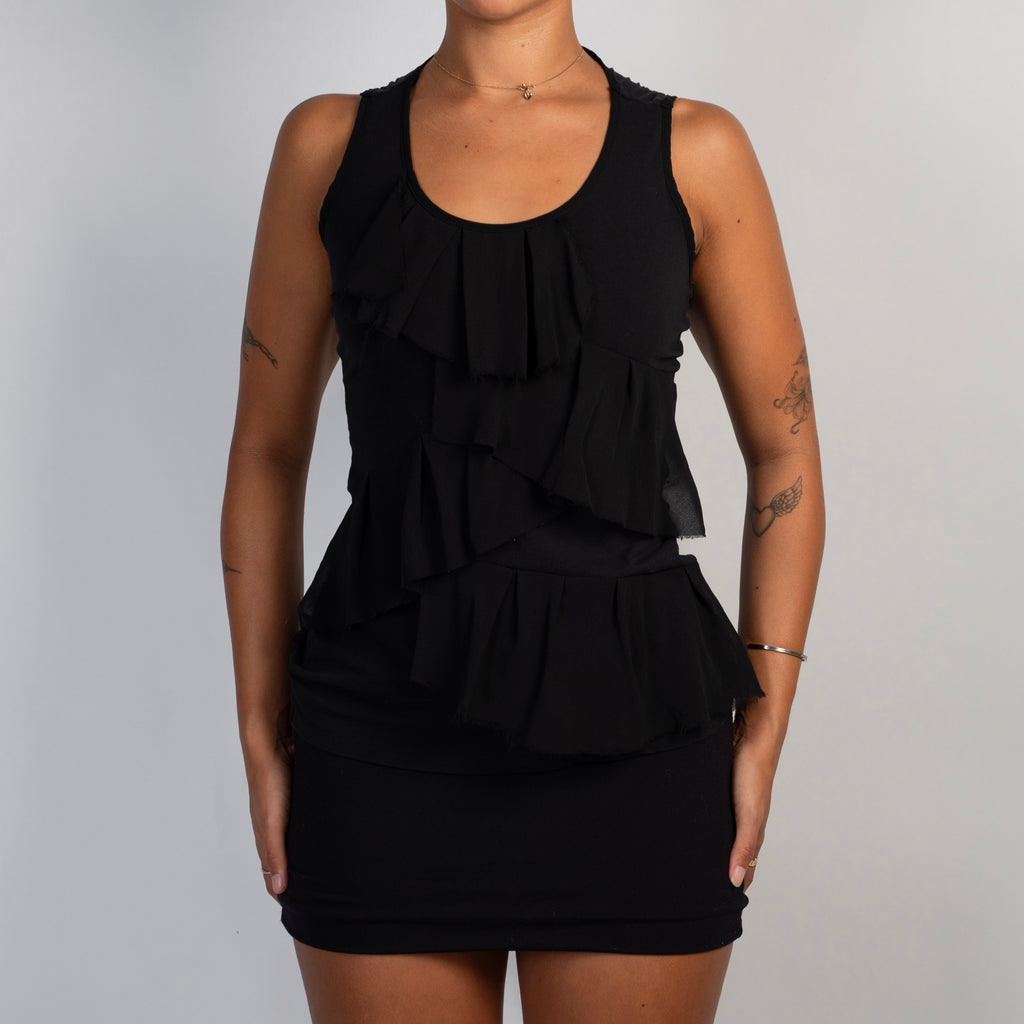 BLACK RUFFLE TANK TOP