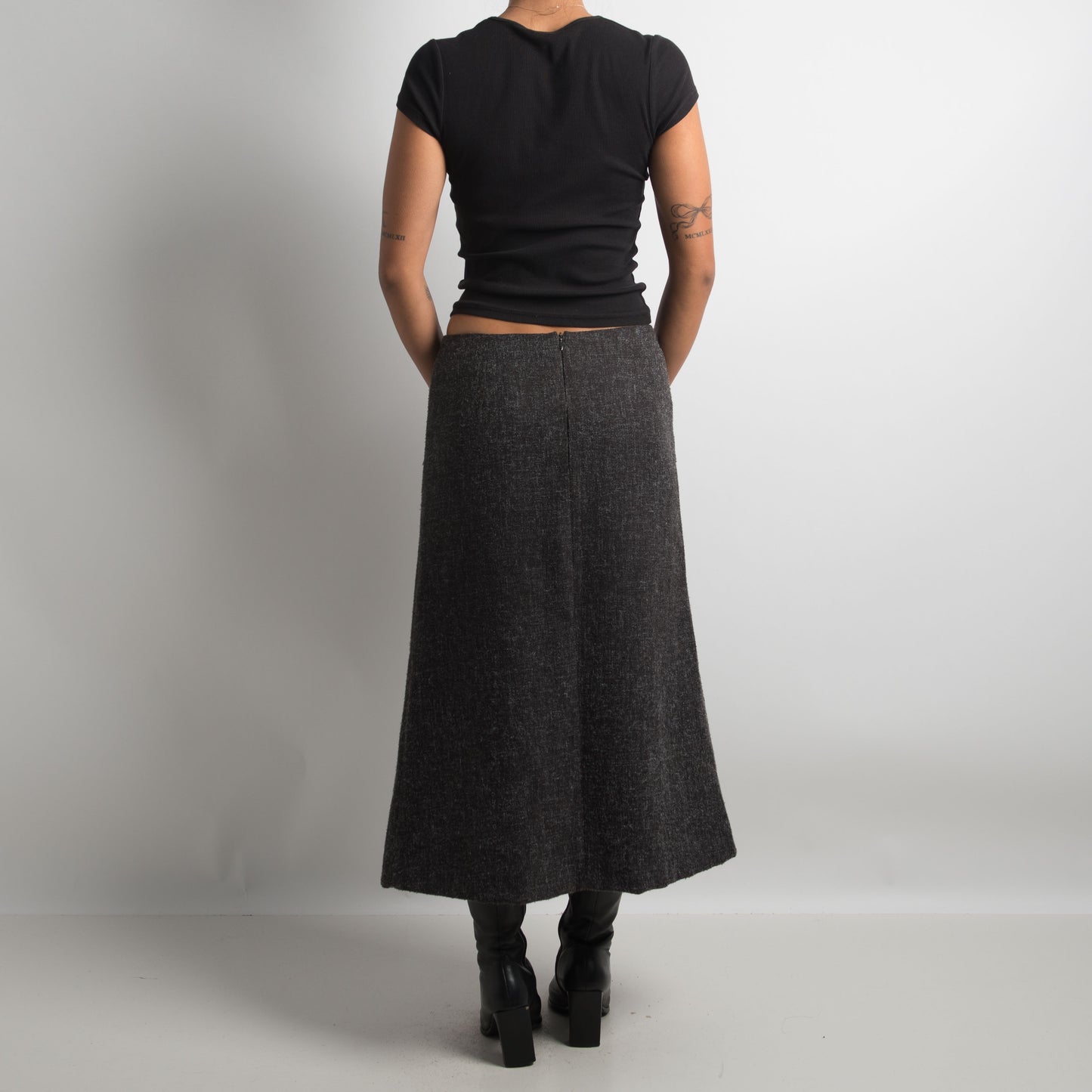 GREY MARLE MIDI SKIRT