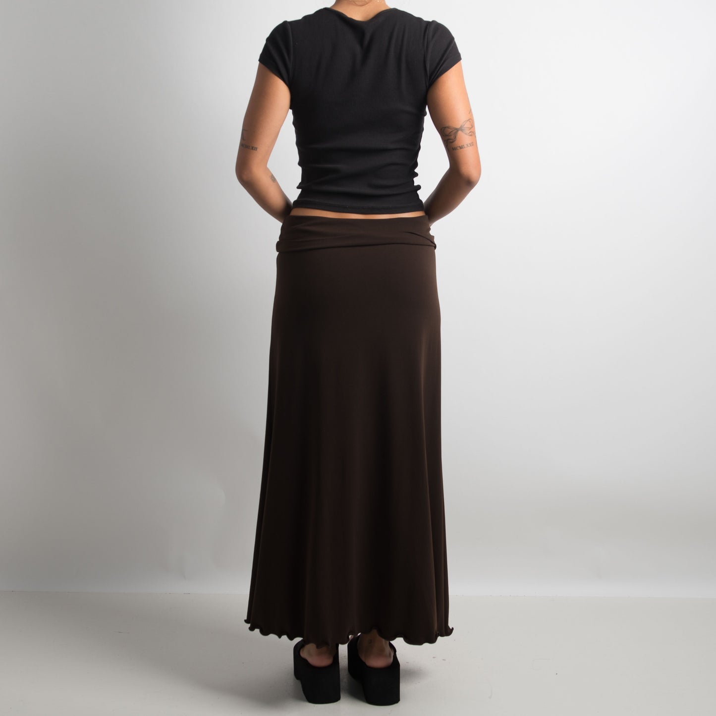 BROWN LONGLINE SKIRT