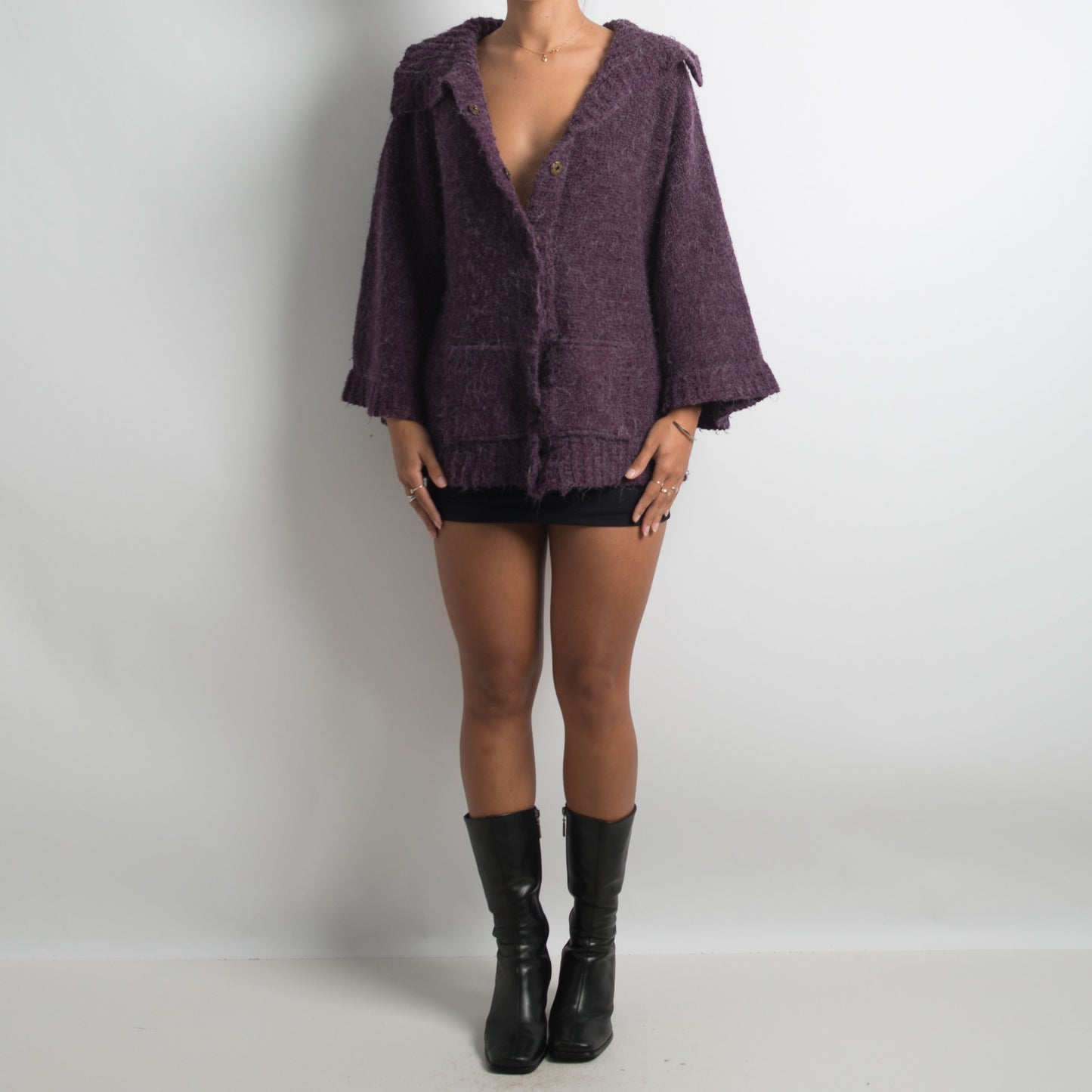 CARDIGAN À POILS VIOLET