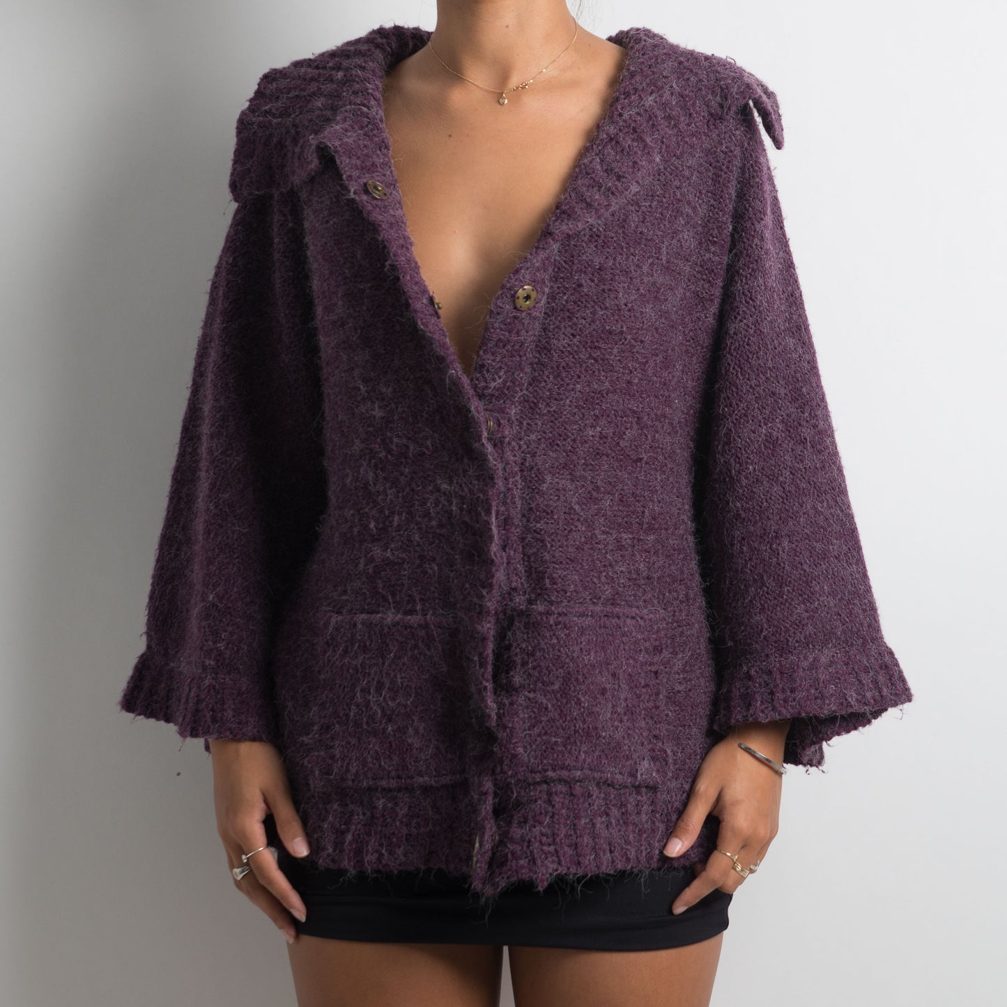 CARDIGAN À POILS VIOLET