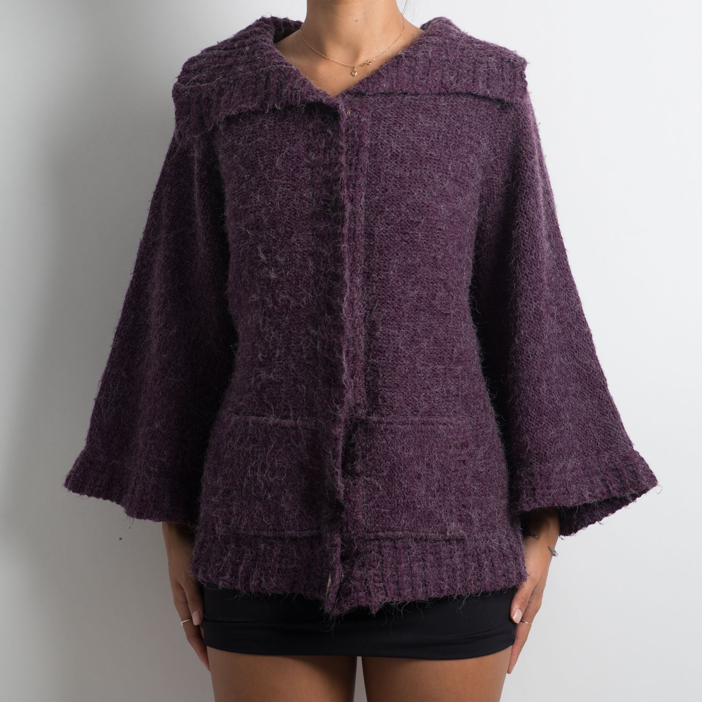 CARDIGAN À POILS VIOLET