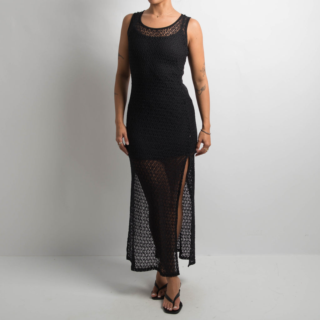 BLACK TEXTURED DRESS