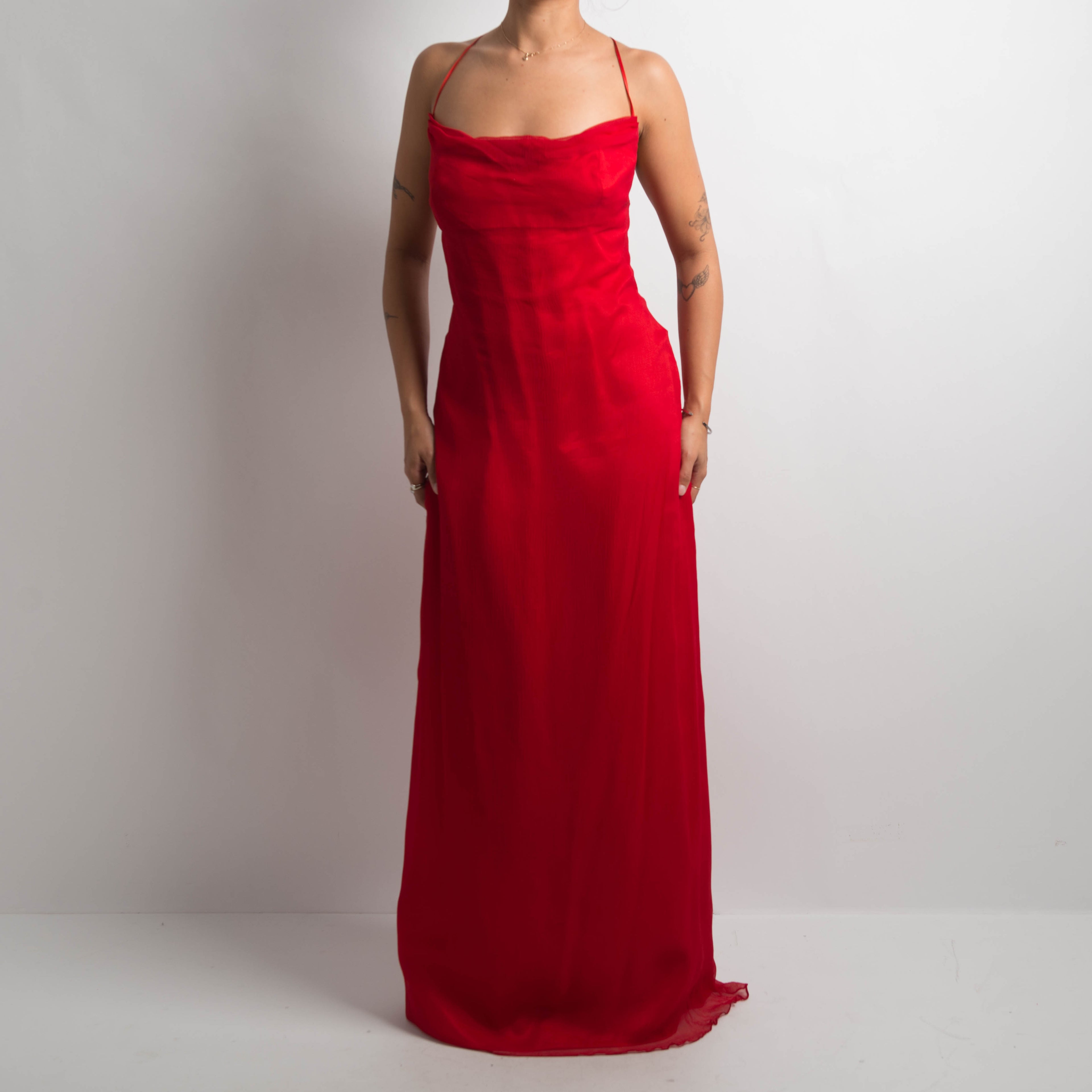 RED SILK BACKLESS GOWN