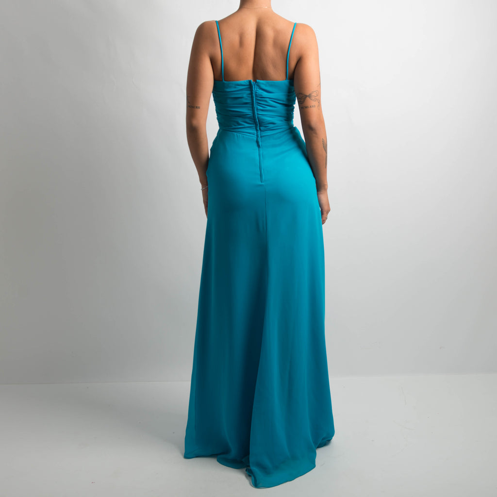 BLUE FRONT SASH GOWN