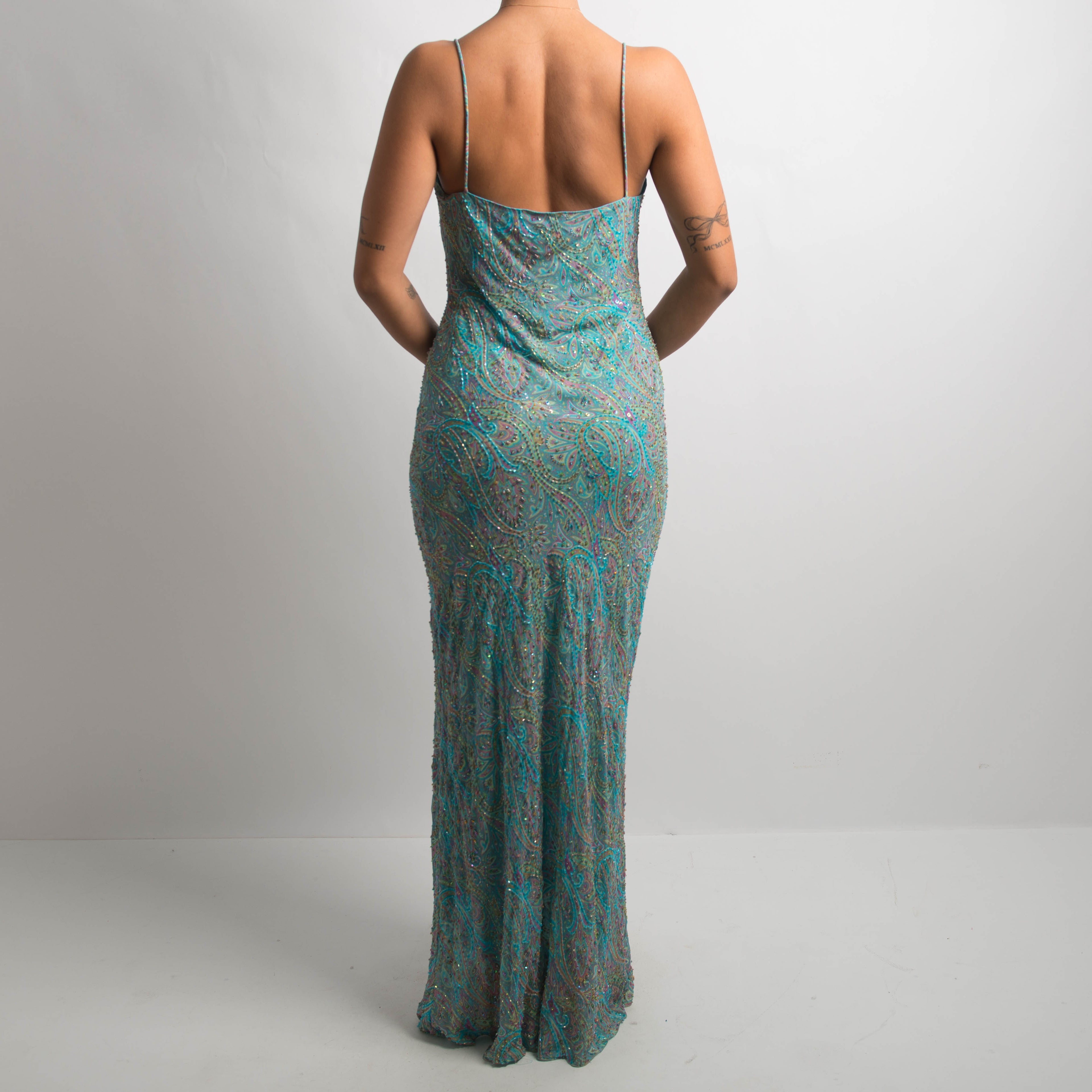 PAISLEY SILK BEADED DRESS