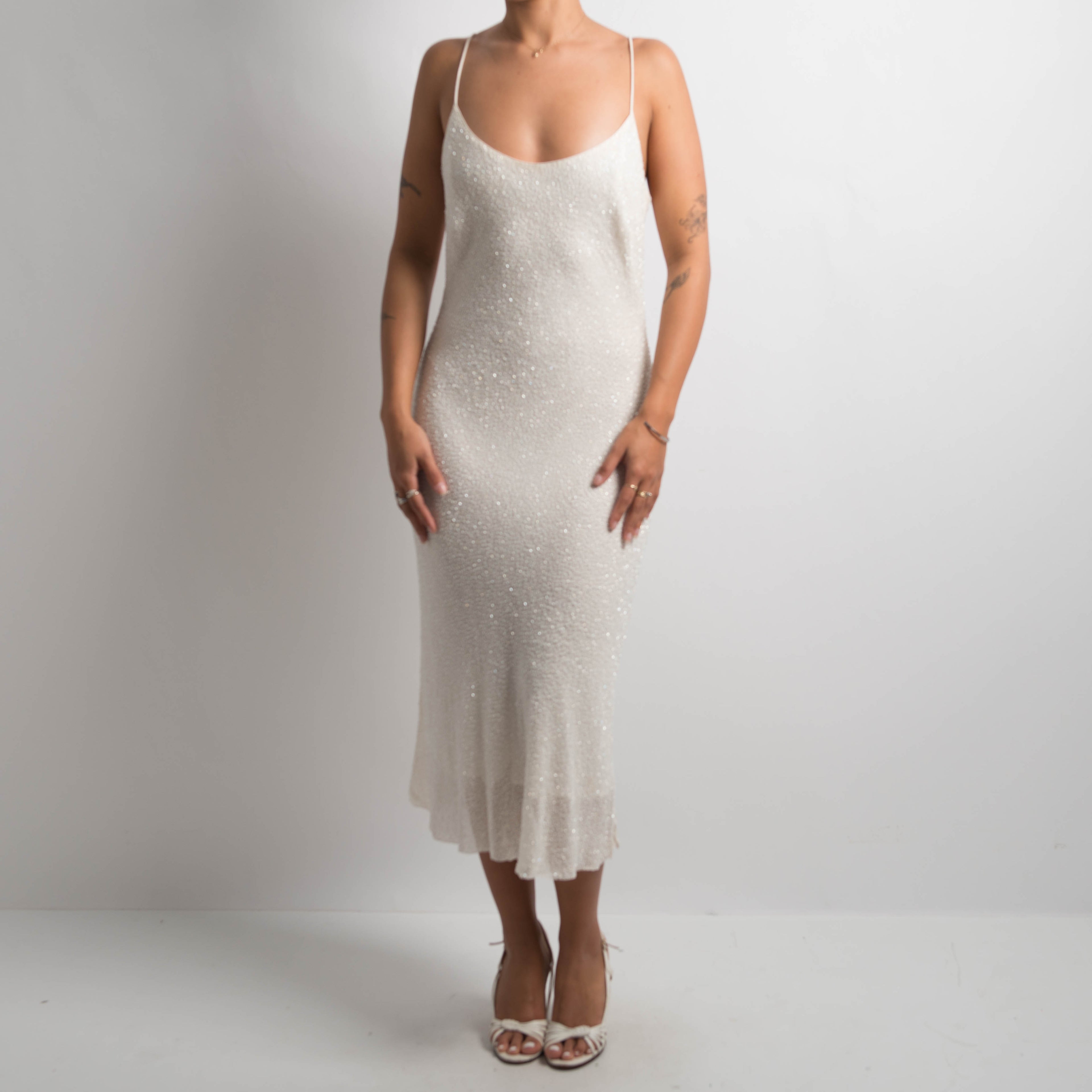 IVORY SILK BEADED DRESS